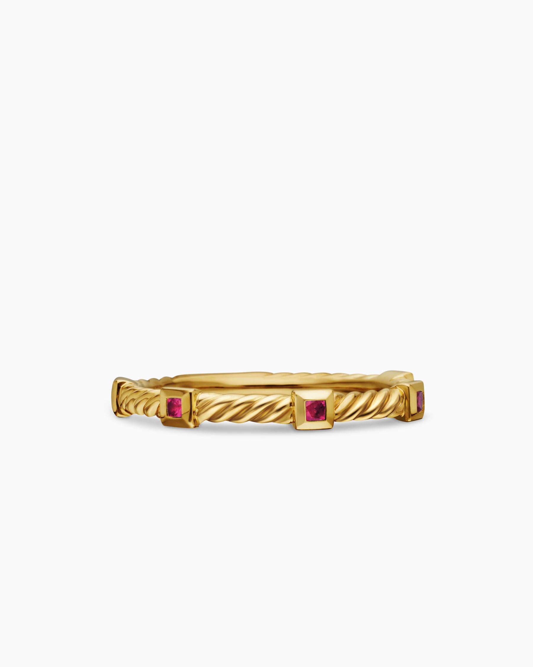 Cable Collectibles Stack Ring in 18K Yellow Gold with Rubies, 2mm