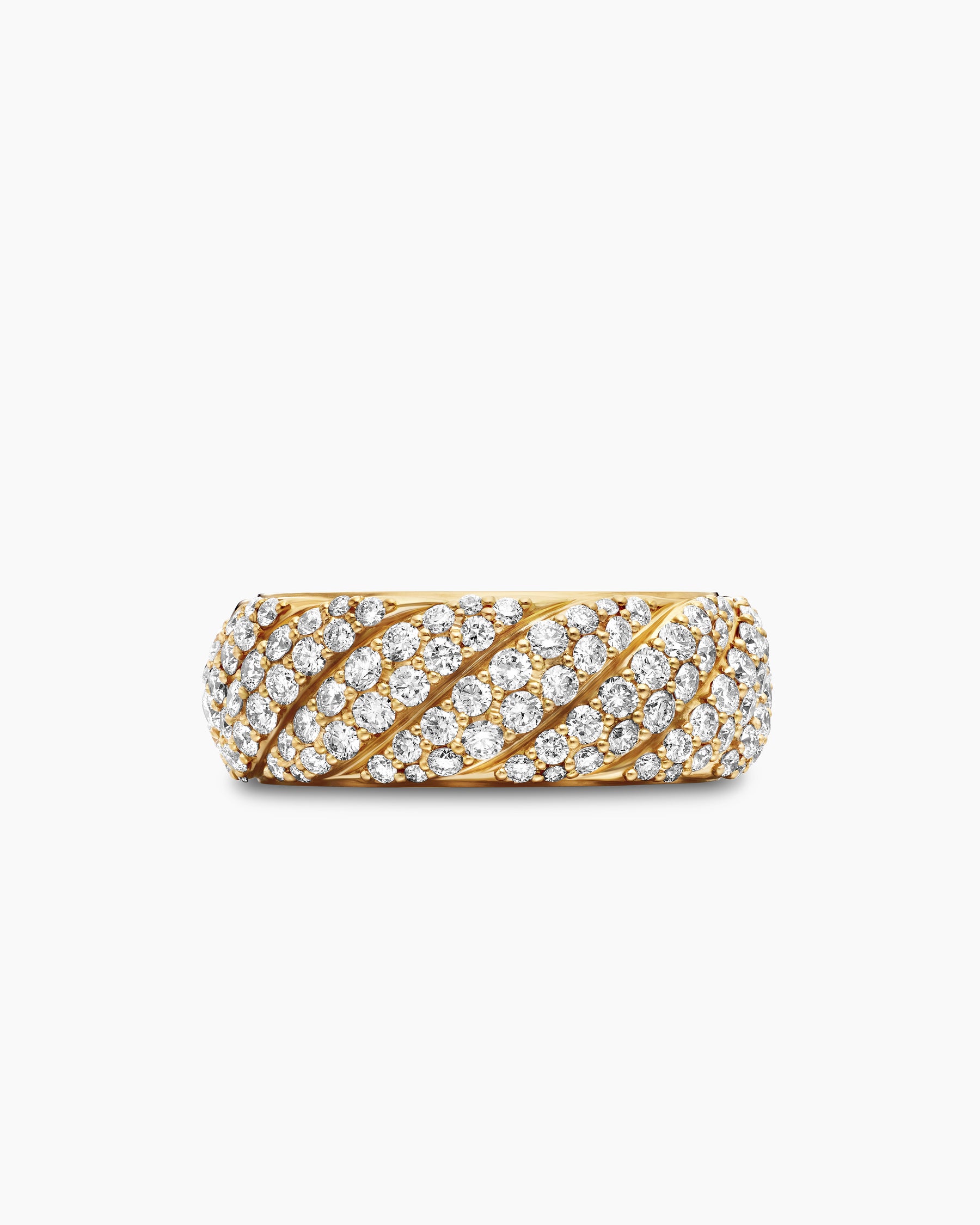 Sculpted Cable Band Ring in 18K Yellow Gold with Diamonds, 7.5mm - Image 4