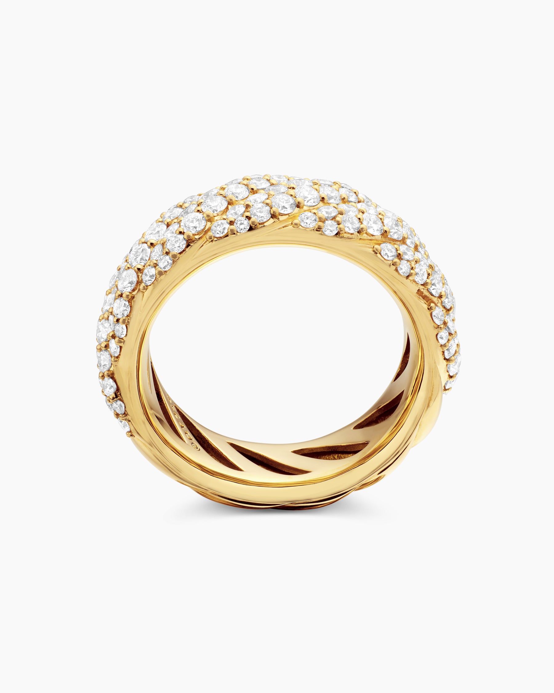 Sculpted Cable Band Ring in 18K Yellow Gold with Diamonds, 7.5mm - Image 5