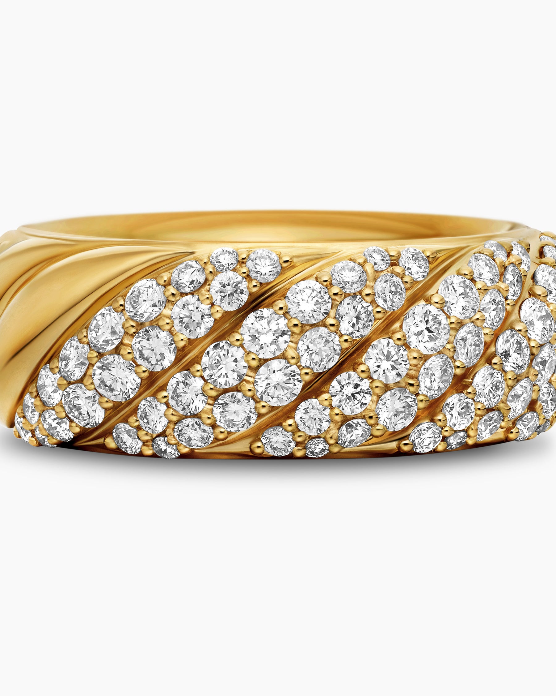 Sculpted Cable Band Ring in 18K Yellow Gold with Diamonds, 7.5mm - Image 7