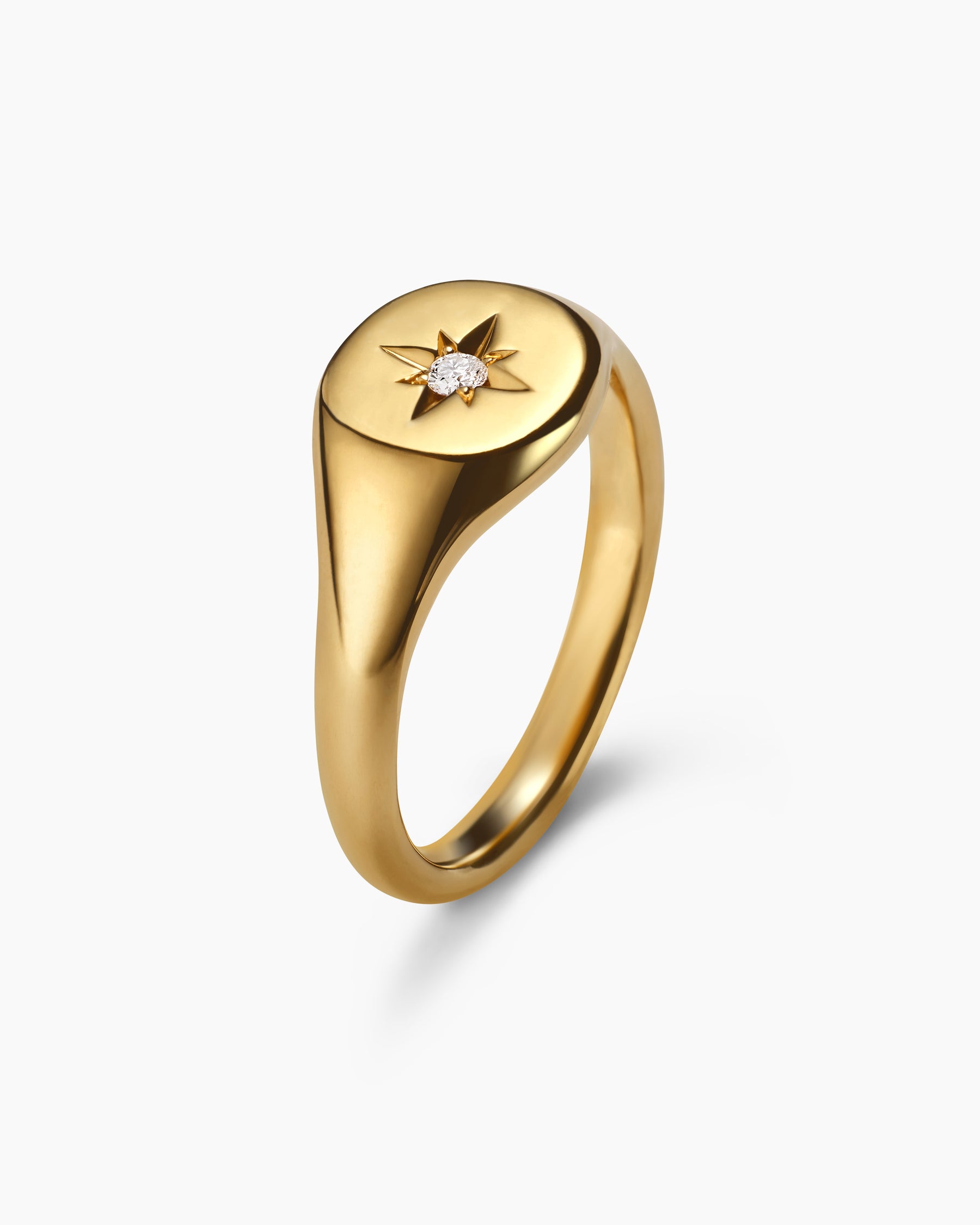 Cable Collectibles Starset Pinky Ring in 18K Yellow Gold with Center Diamond, 7mm - Image 3