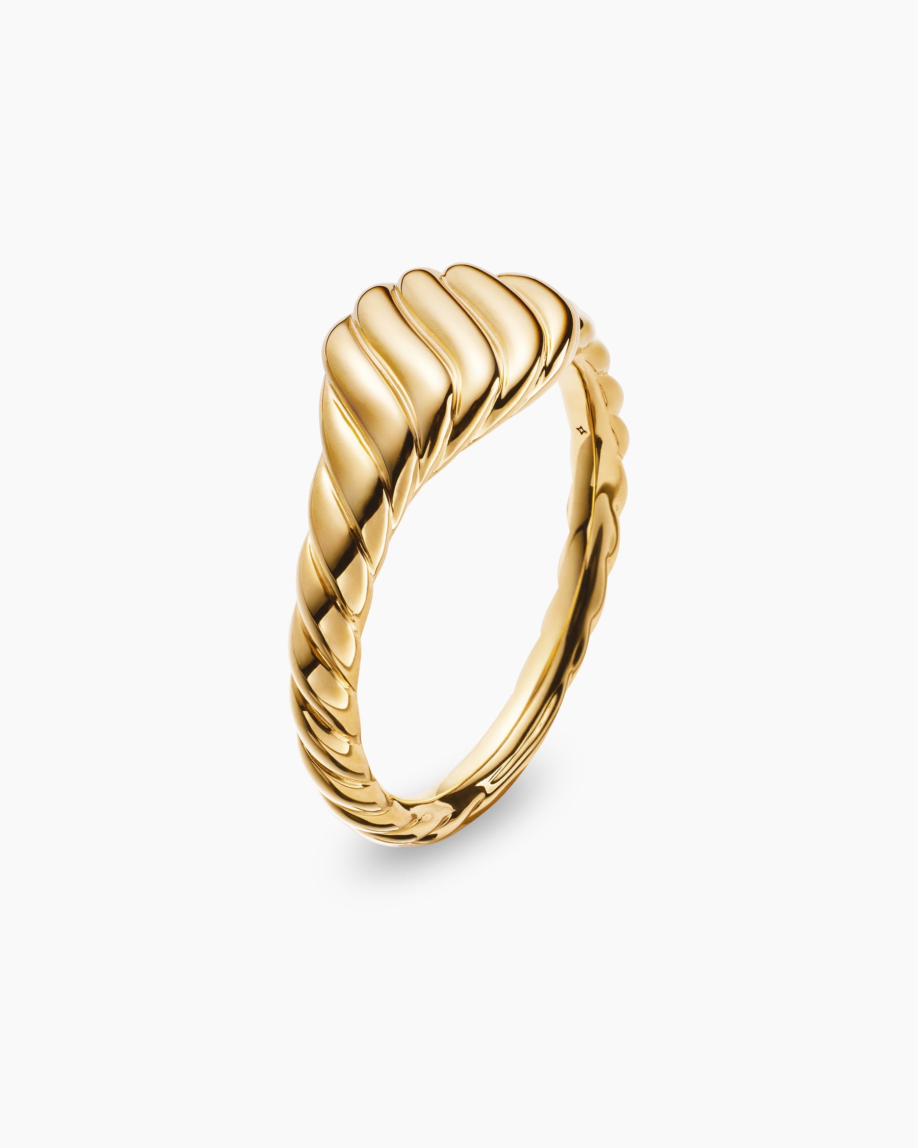 Sculpted Cable Micro Pinky Ring in 18K Yellow Gold, 7mm - Image 3
