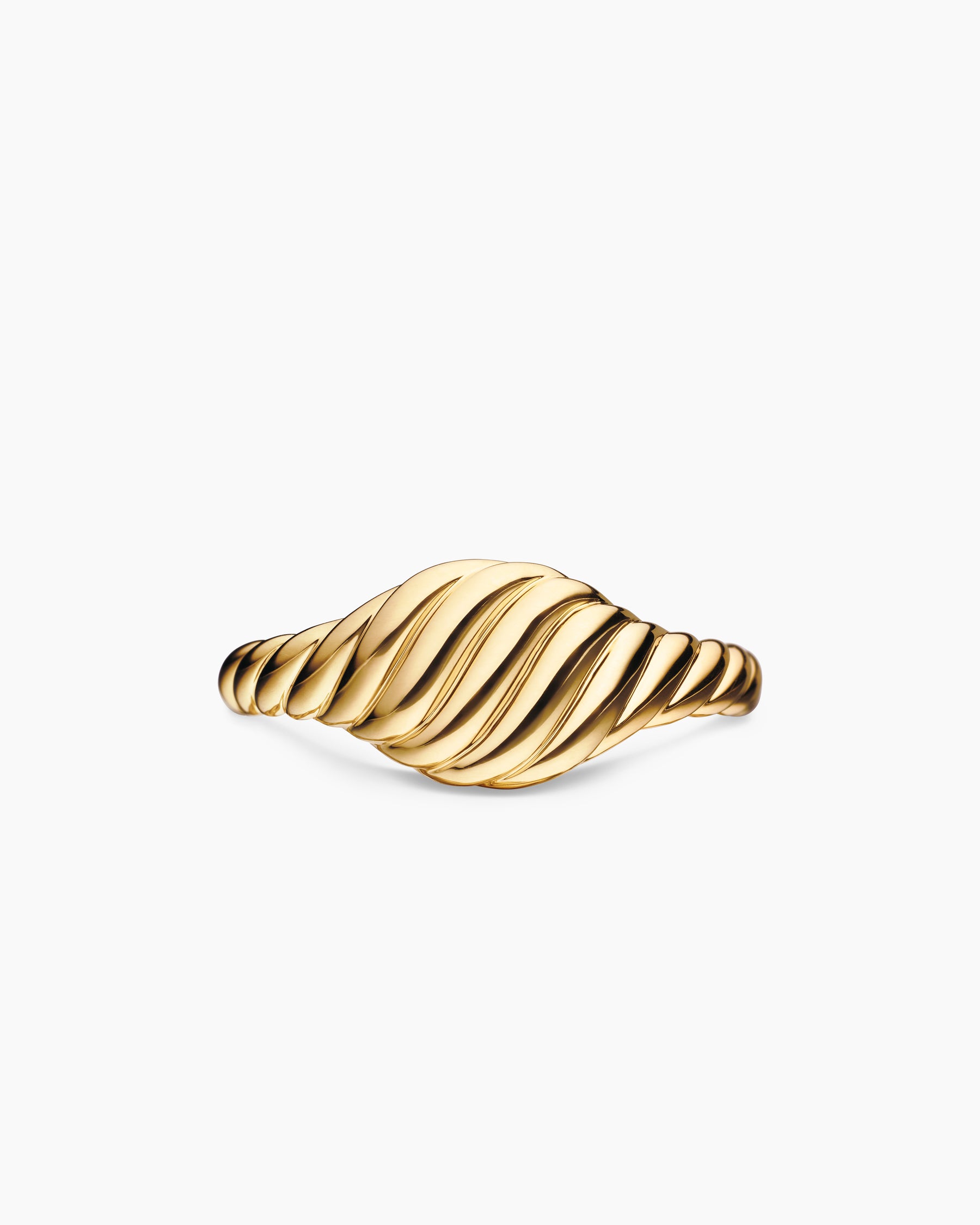 Sculpted Cable Micro Pinky Ring in 18K Yellow Gold, 7mm - Image 4