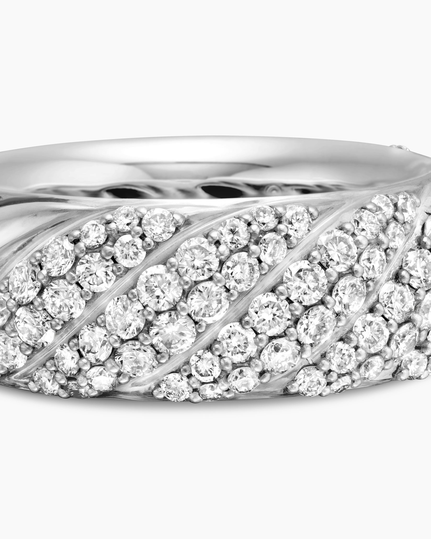 Sculpted Cable Band Ring in Sterling Silver with Diamonds, 7.5mm - Image 7