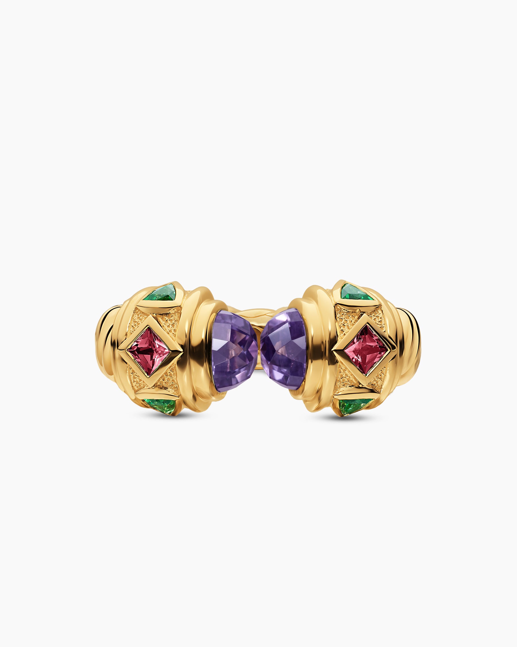 Renaissance Color Ring in 18K Yellow Gold with Amethyst, Pink Tourmaline and Tsavorites, 10mm - Image 4