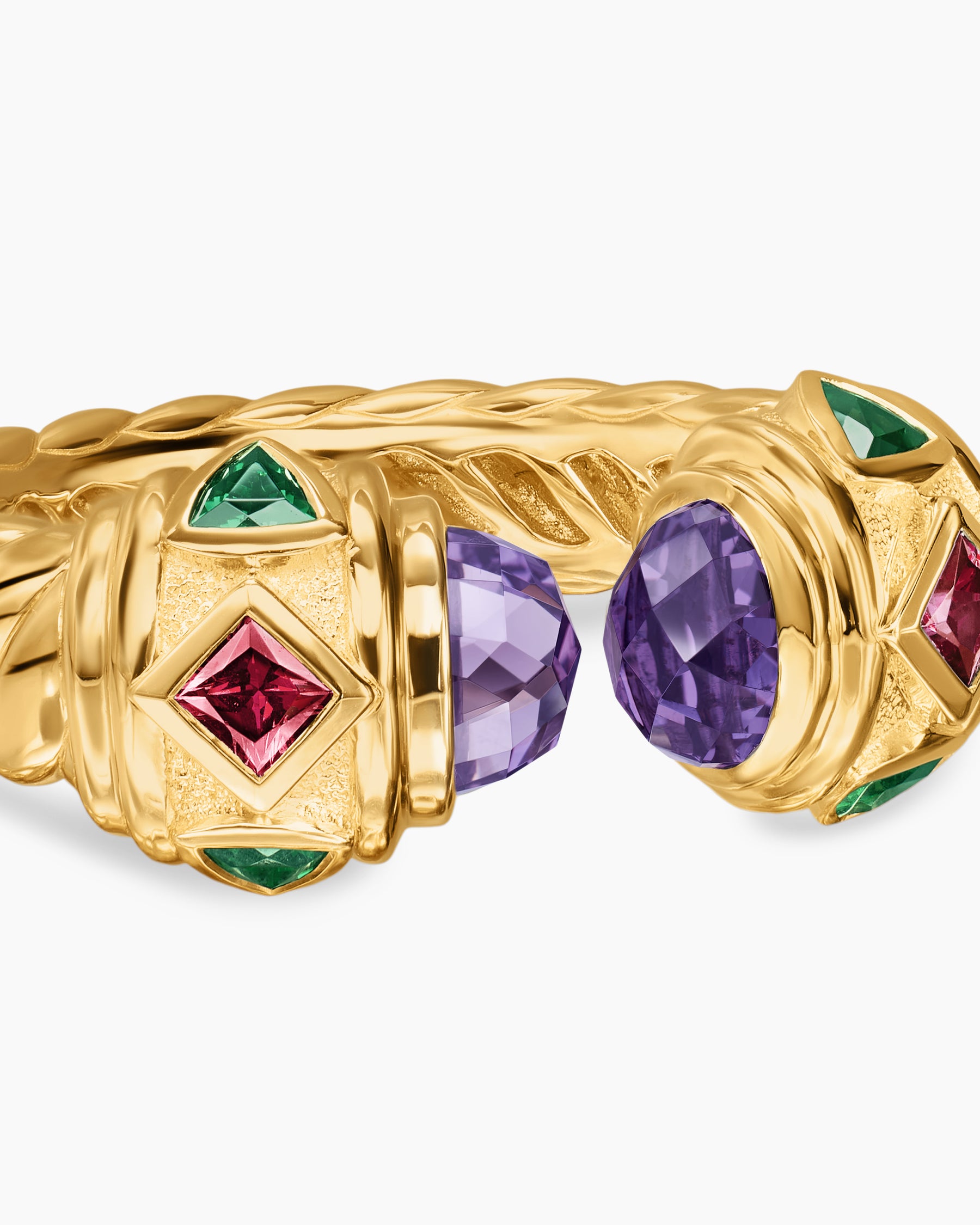 Renaissance Color Ring in 18K Yellow Gold with Amethyst, Pink Tourmaline and Tsavorites, 10mm - Image 5