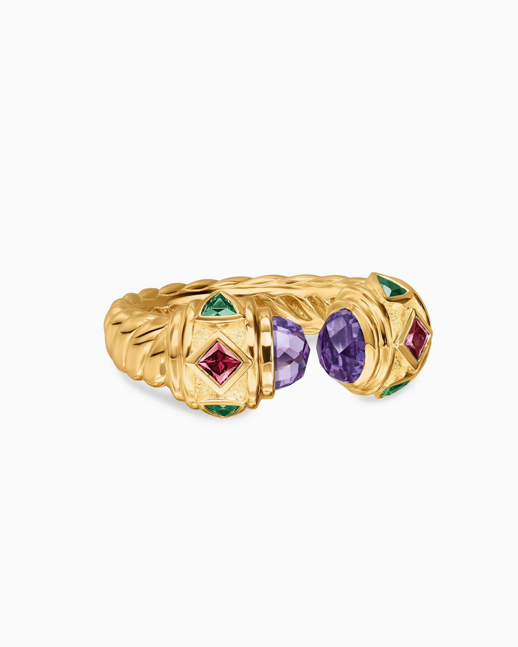 Renaissance Color Ring in 18K Yellow Gold with Amethyst, Pink Tourmaline and Tsavorites, 10mm