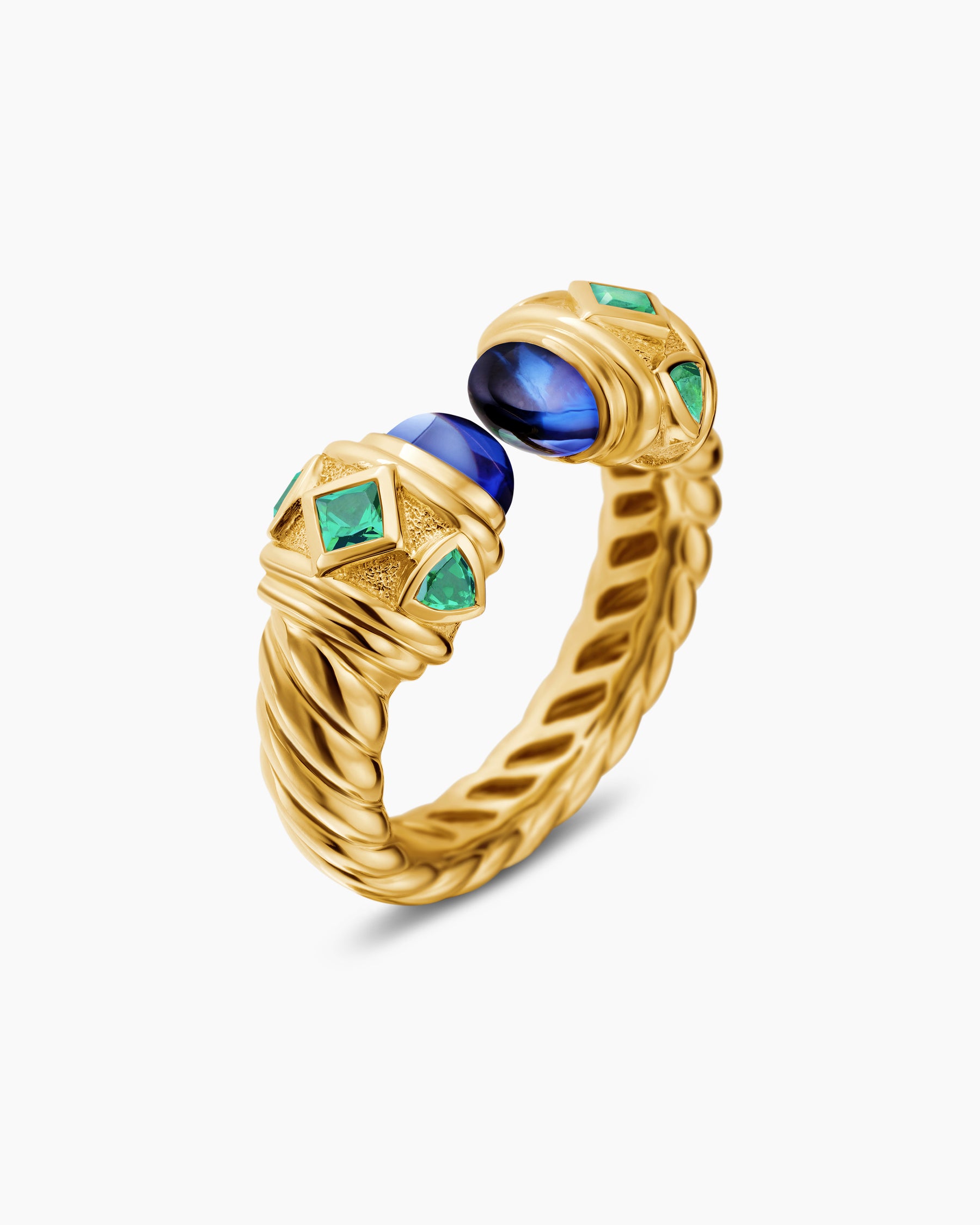 Renaissance Color Ring in 18K Yellow Gold with Tanzanite and Tsavorites, 10mm - Image 3