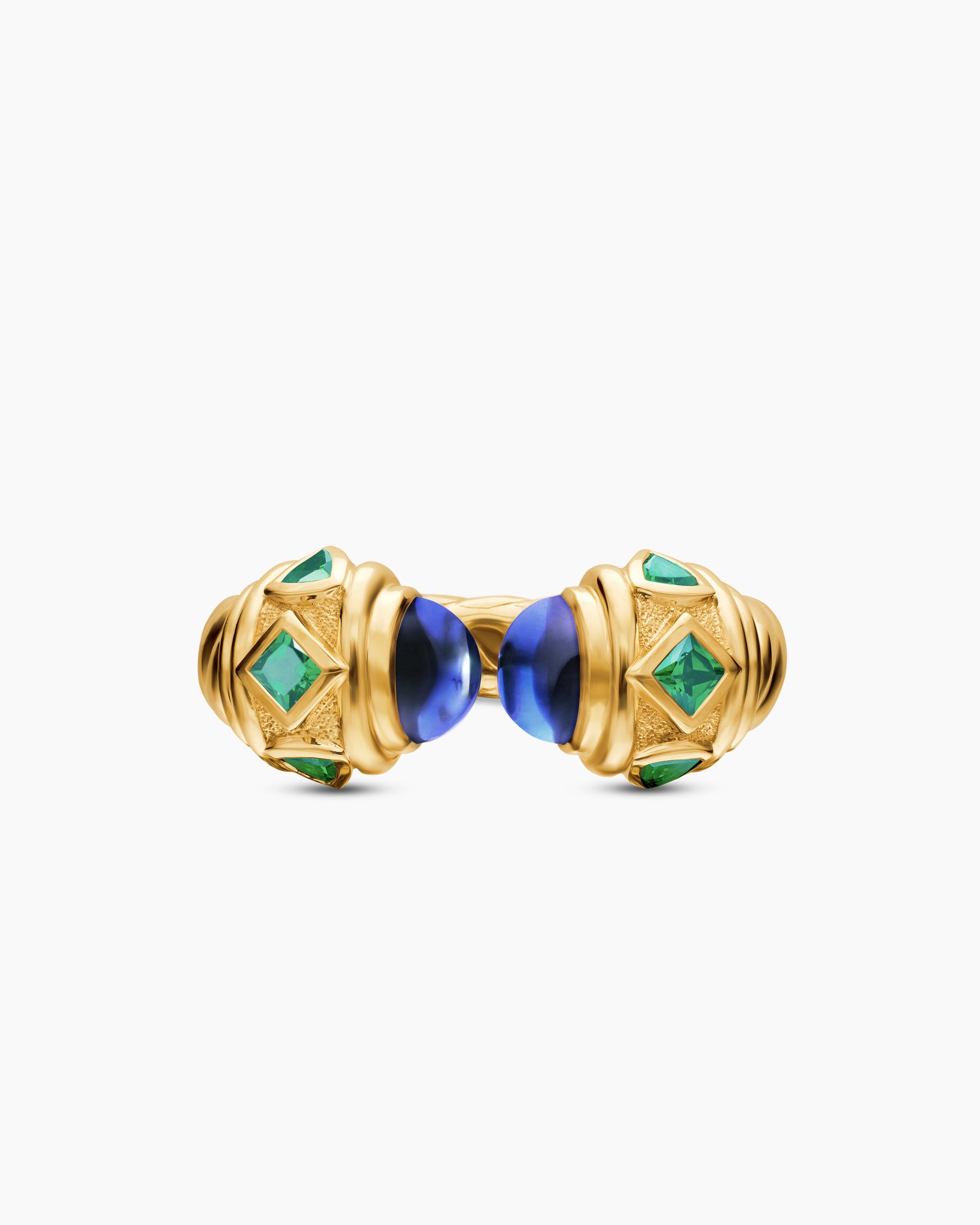 Renaissance Color Ring in 18K Yellow Gold with Tanzanite and Tsavorites, 10mm - Image 4