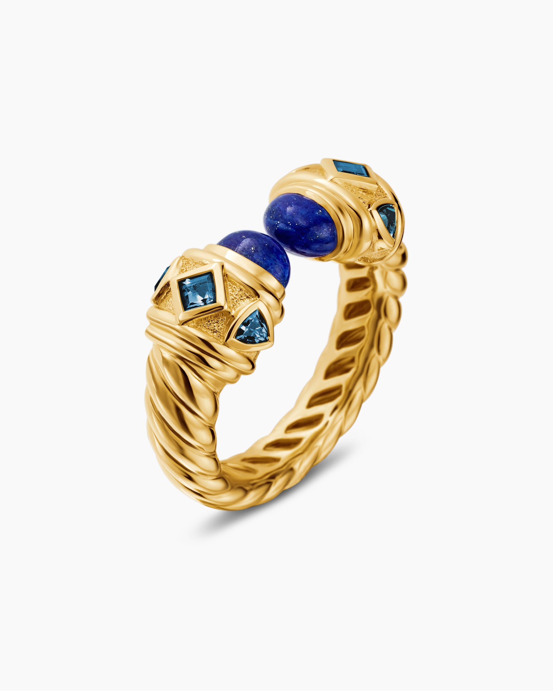Renaissance Color Ring in 18K Yellow Gold with Lapis and Hampton Blue Topaz, 10mm - Image 3