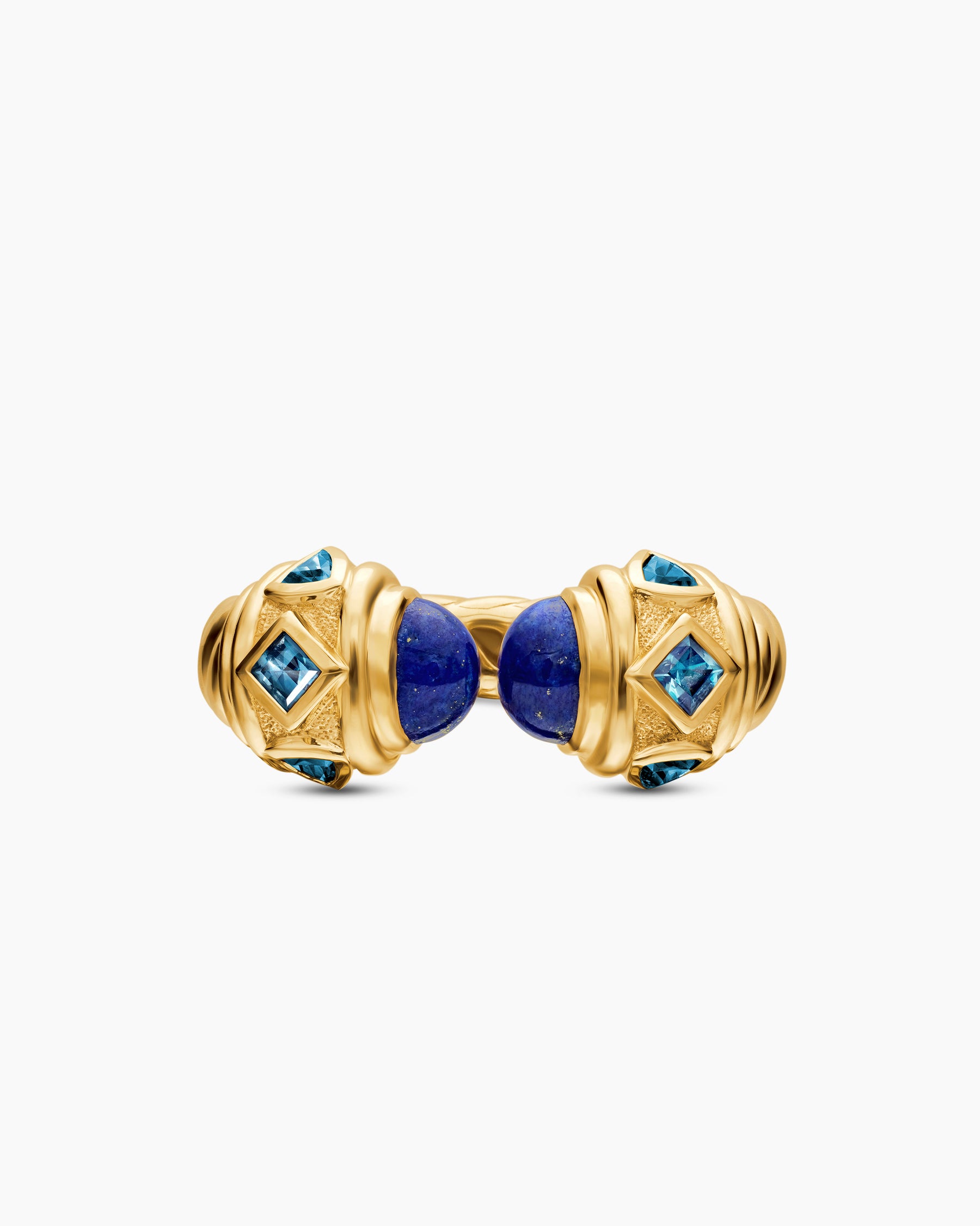 Renaissance Color Ring in 18K Yellow Gold with Lapis and Hampton Blue Topaz, 10mm - Image 4