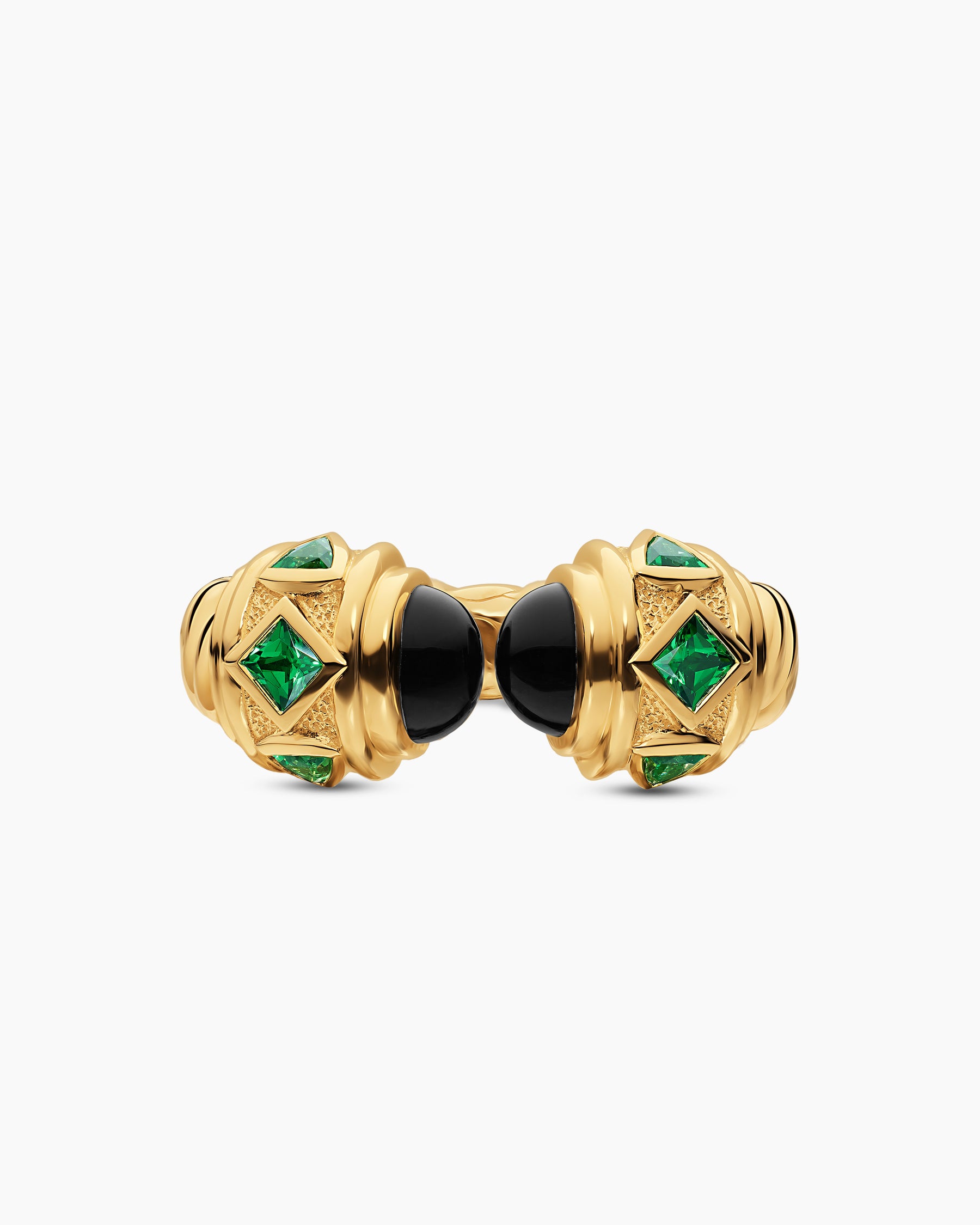 Renaissance Color Ring in 18K Yellow Gold with Black Onyx and Tsavorites, 10mm - Image 4