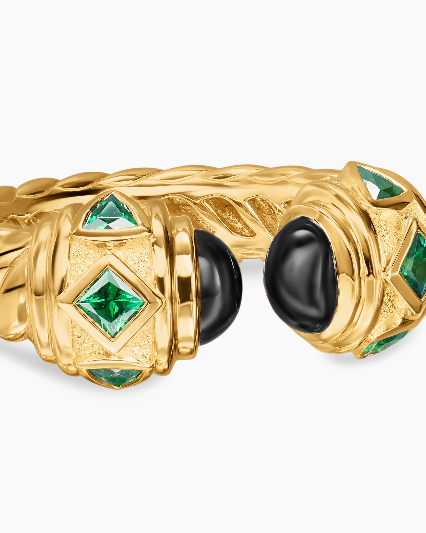 Renaissance Color Ring in 18K Yellow Gold with Black Onyx and Tsavorites, 10mm - Image 5