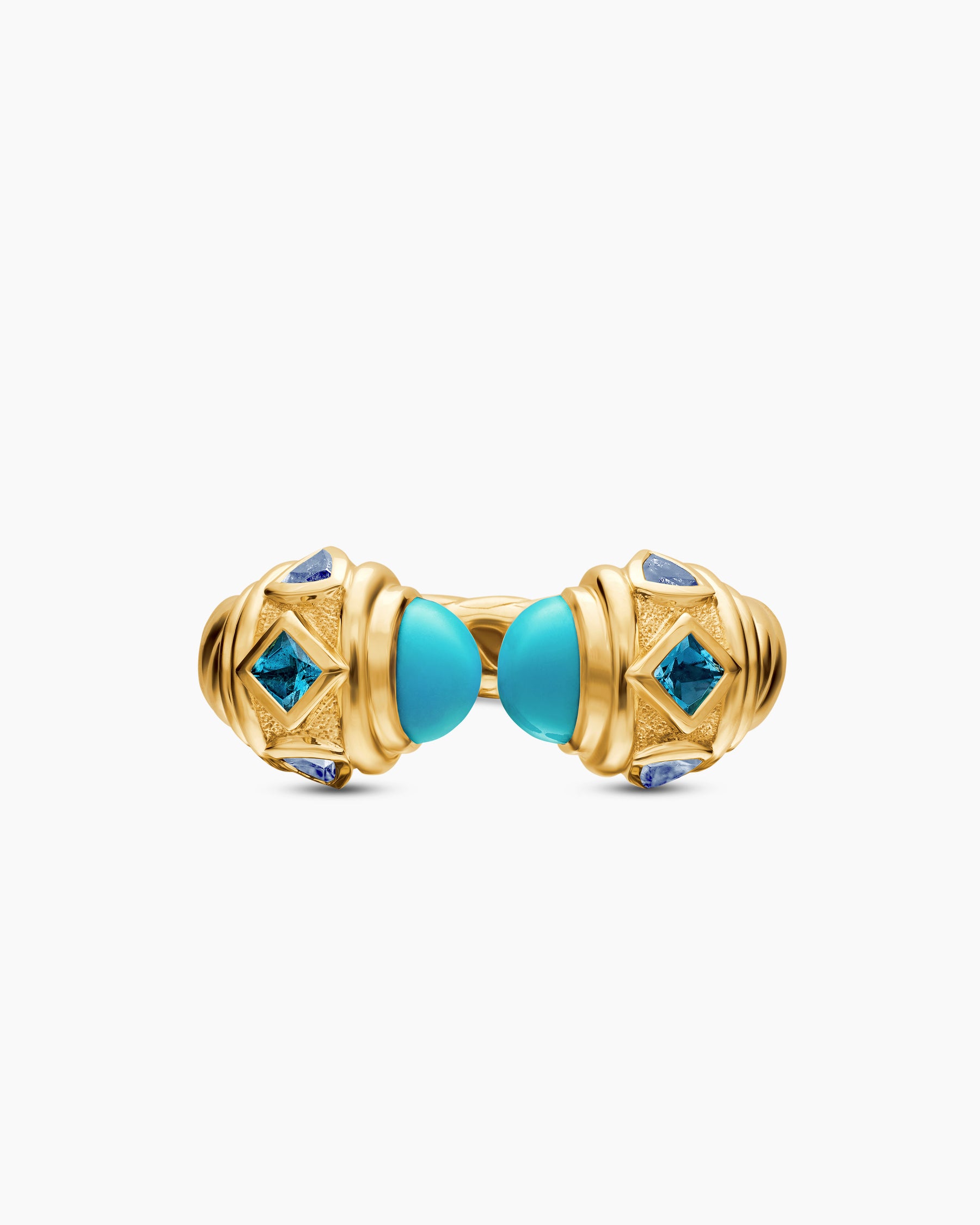 Renaissance Color Ring in 18K Yellow Gold with Turquoise, Hampton Blue Topaz and Iolite, 10mm - Image 4