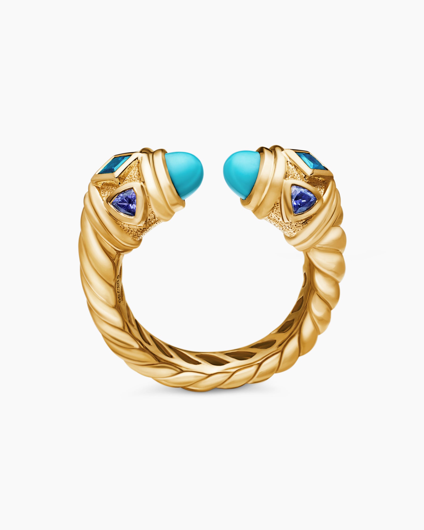 Renaissance Color Ring in 18K Yellow Gold with Turquoise, Hampton Blue Topaz and Iolite, 10mm - Image 5