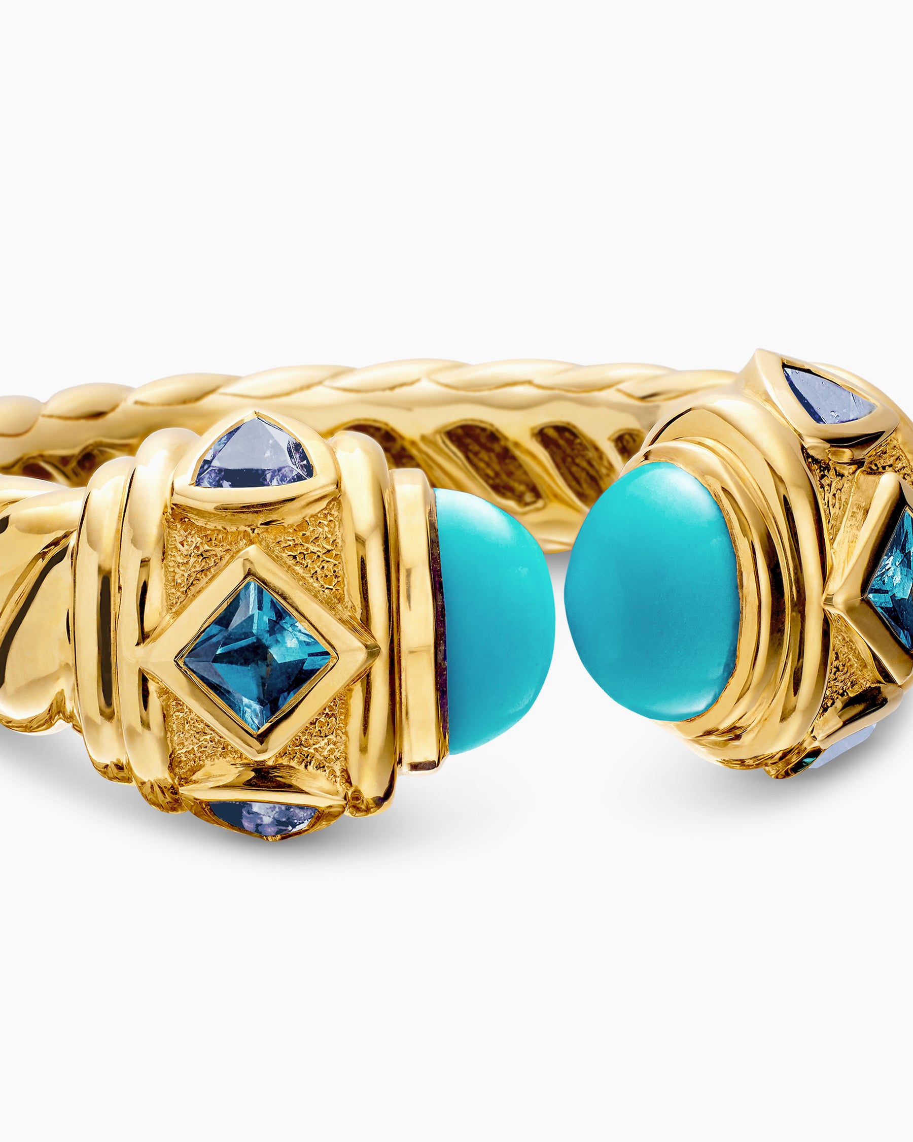 Renaissance Color Ring in 18K Yellow Gold with Turquoise, Hampton Blue Topaz and Iolite, 10mm - Image 7