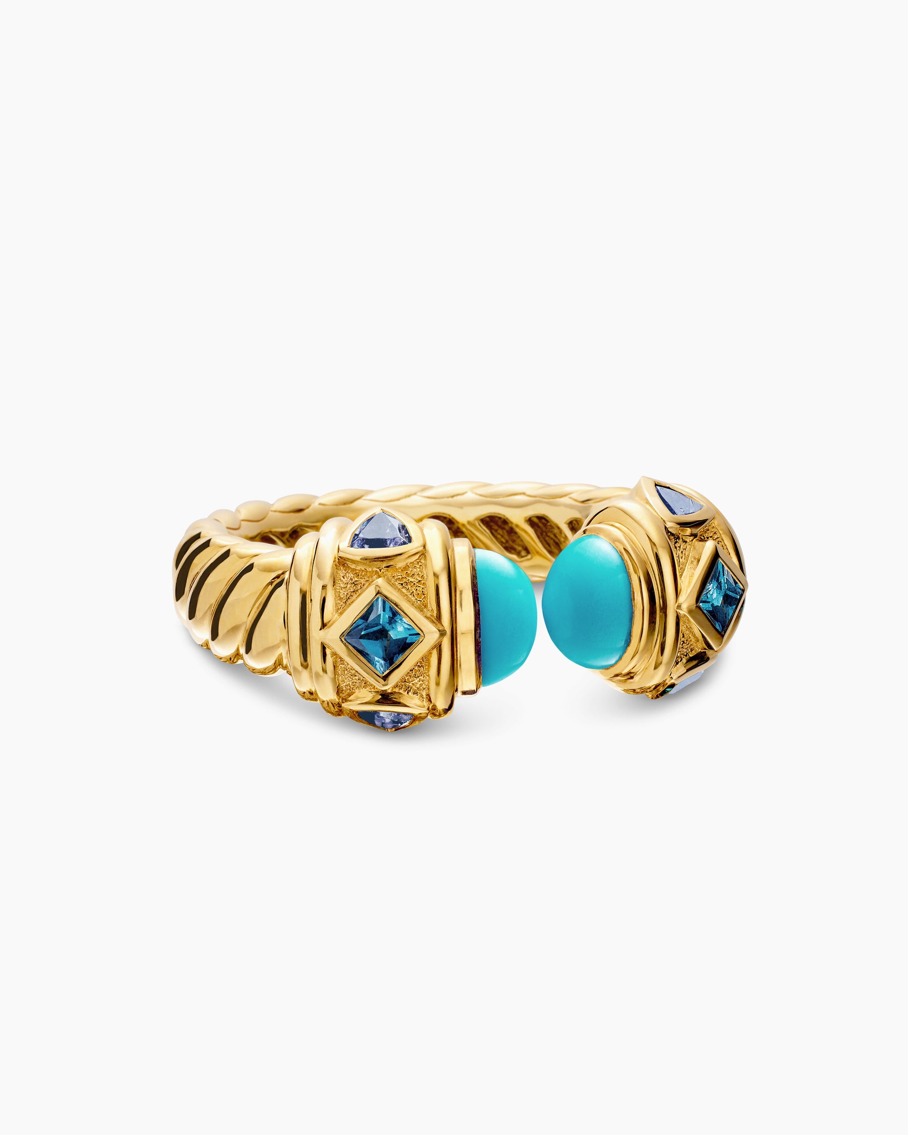 Renaissance Color Ring in 18K Yellow Gold with Turquoise, Hampton Blue Topaz and Iolite, 10mm