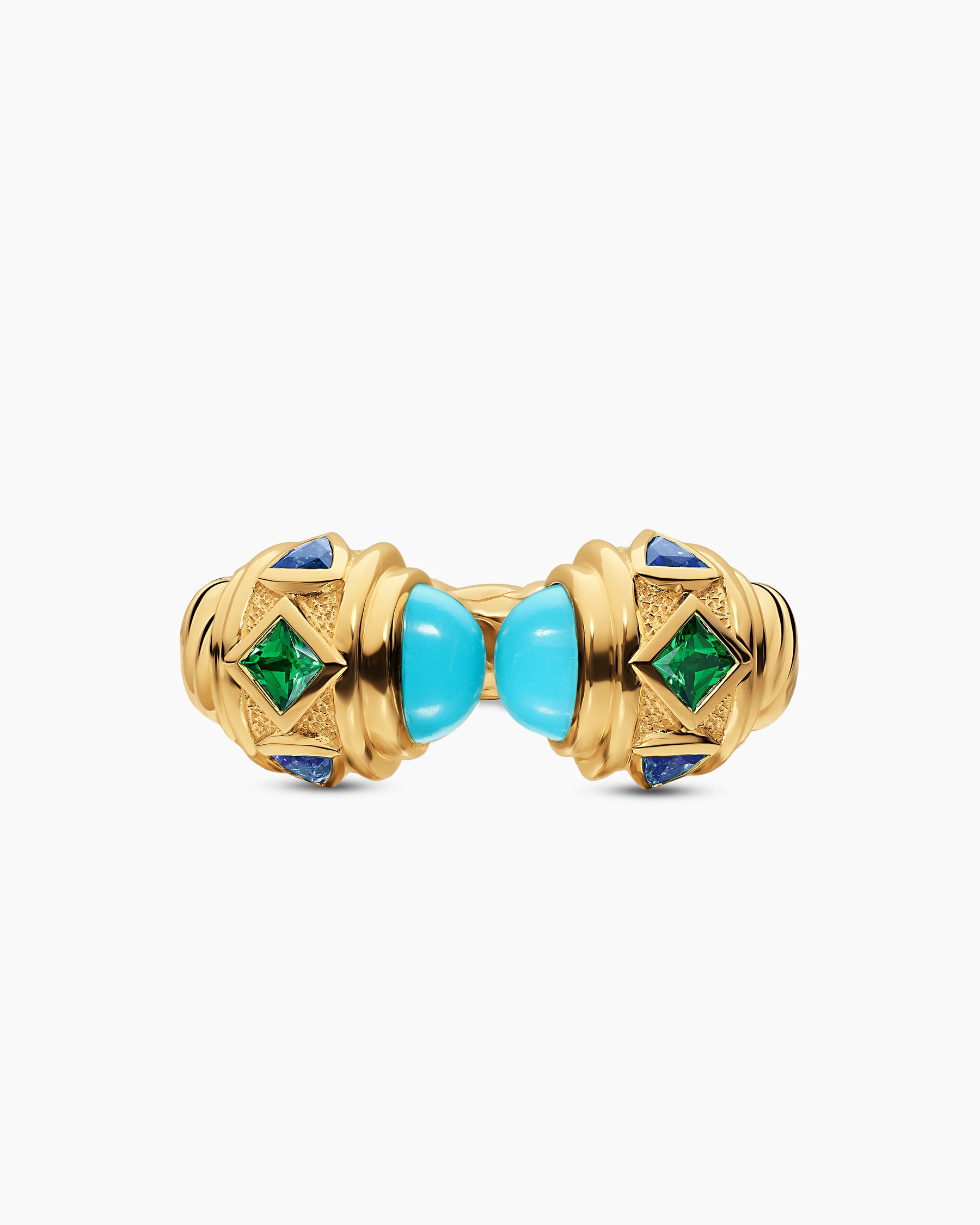 Renaissance Color Ring in 18K Yellow Gold with Turquoise, Tsavorite and Tanzanite, 10mm - Image 4