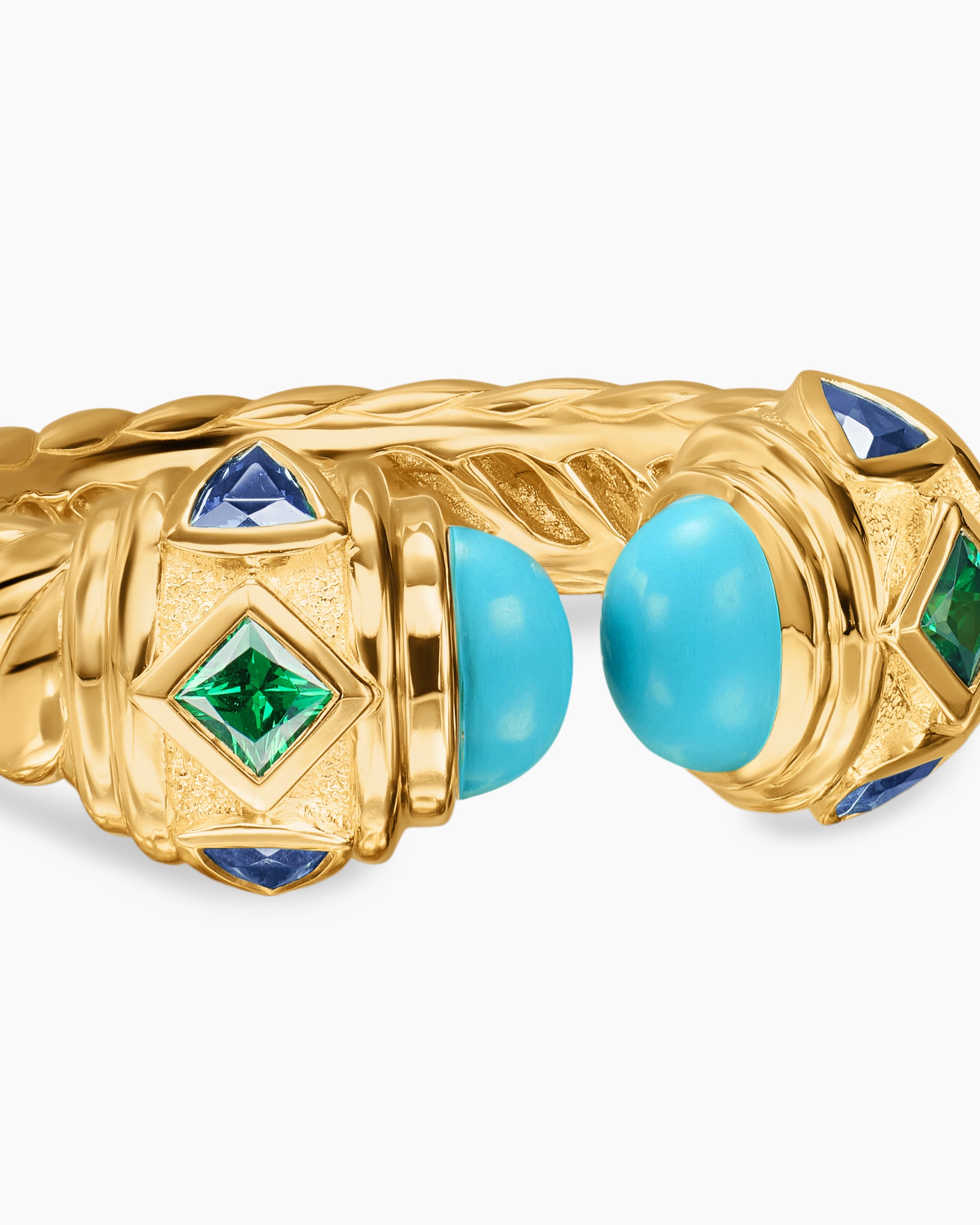 Renaissance Color Ring in 18K Yellow Gold with Turquoise, Tsavorite and Tanzanite, 10mm - Image 5