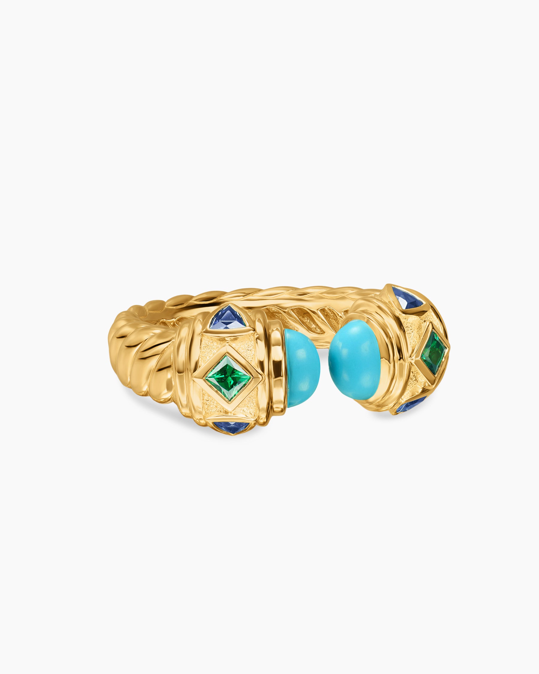 Renaissance Color Ring in 18K Yellow Gold with Turquoise, Tsavorite and Tanzanite, 10mm