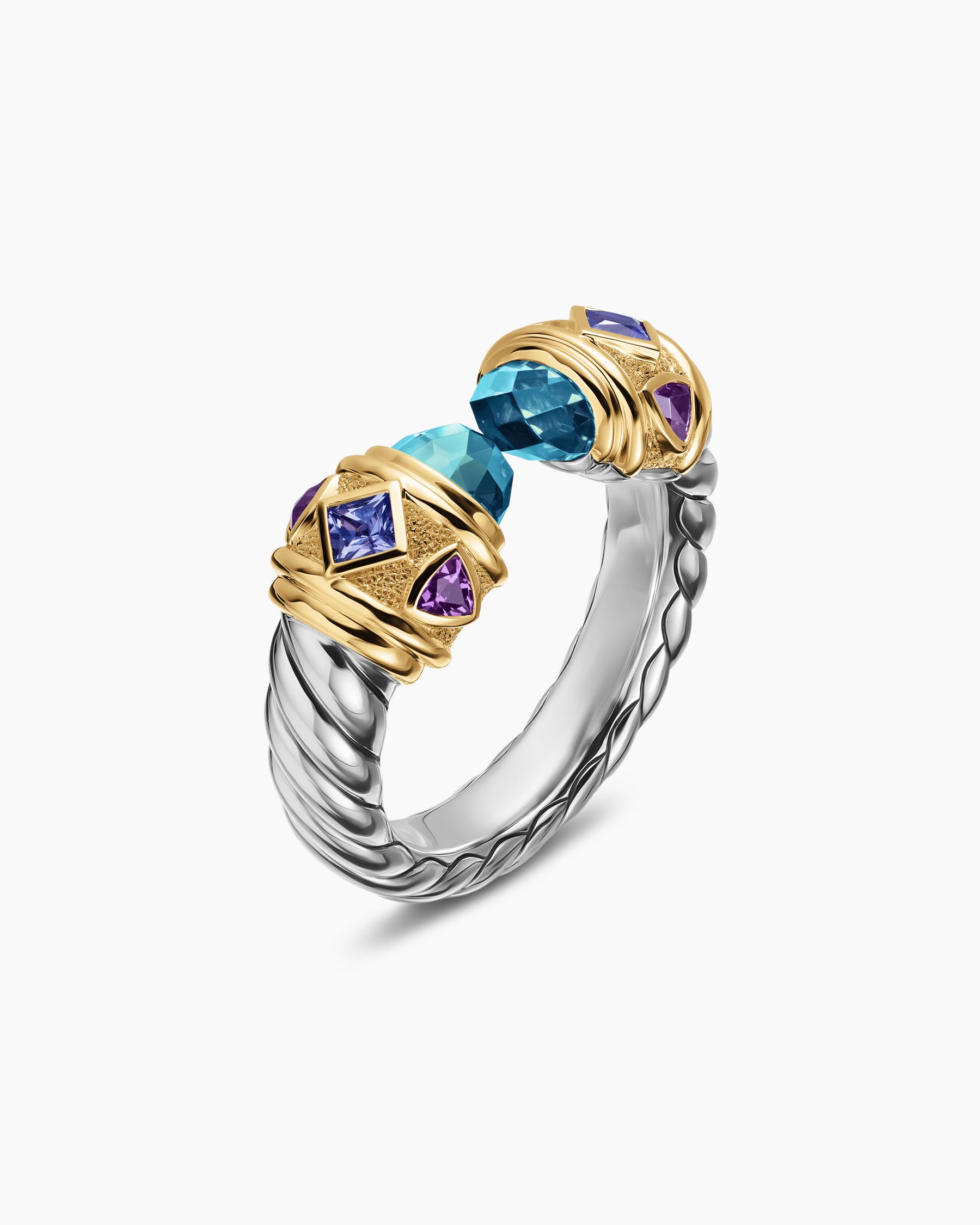 Renaissance Color Ring in Sterling Silver with 14K Yellow Gold, Hampton Blue Topaz, Iolite and Amethyst, 10mm - Image 3