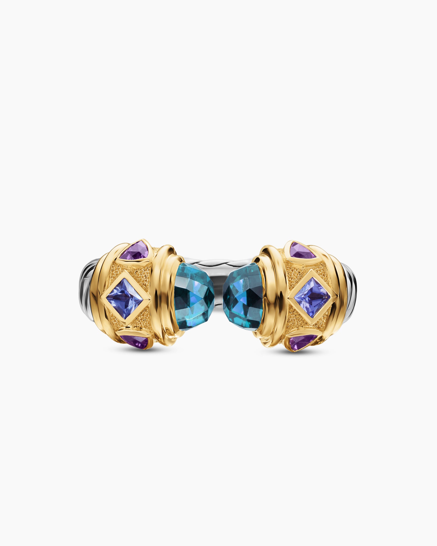 Renaissance Color Ring in Sterling Silver with 14K Yellow Gold, Hampton Blue Topaz, Iolite and Amethyst, 10mm - Image 4