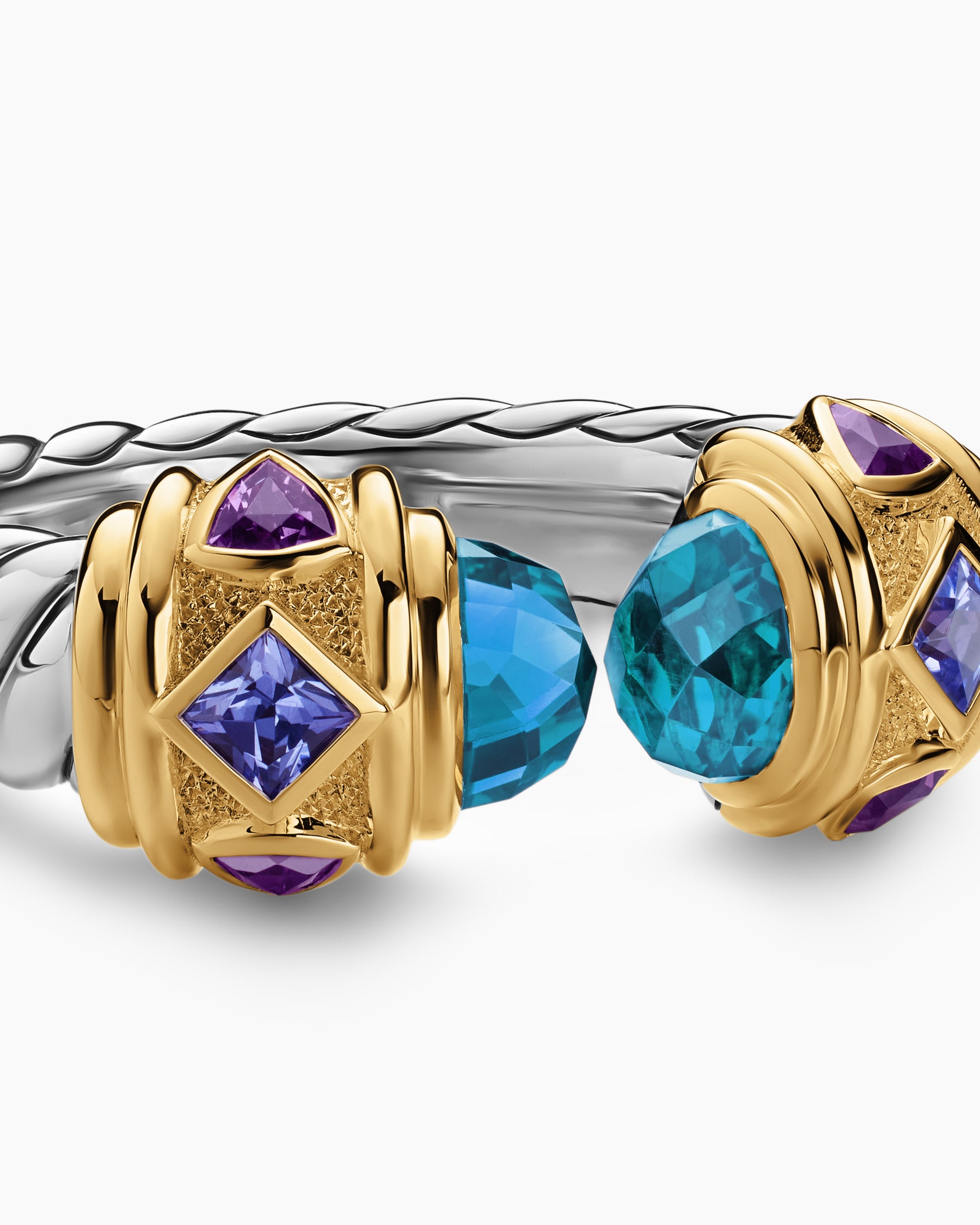 Renaissance Color Ring in Sterling Silver with 14K Yellow Gold, Hampton Blue Topaz, Iolite and Amethyst, 10mm - Image 5