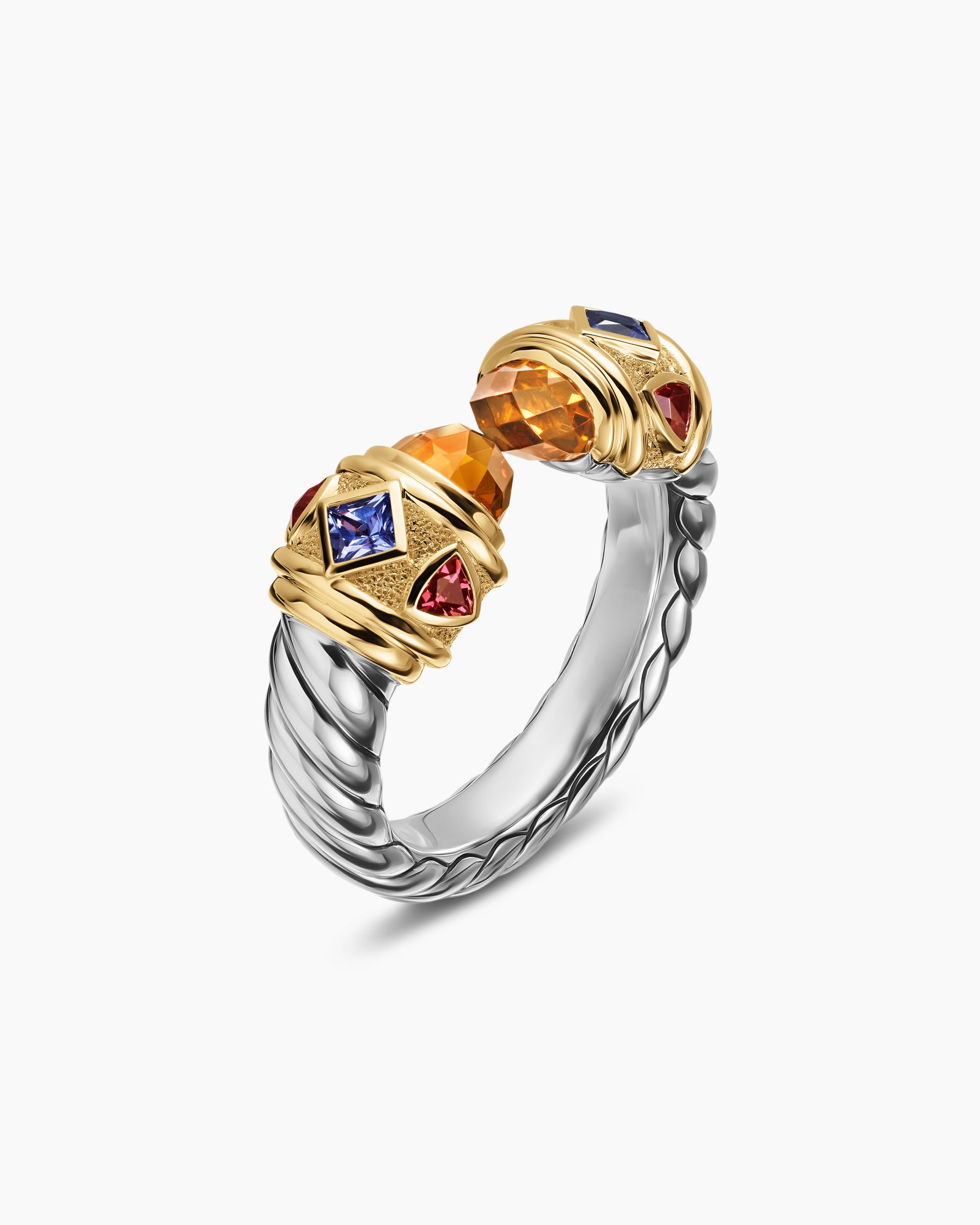 Renaissance Color Ring in Sterling Silver with 14K Yellow Gold, Madeira Citrine, Tanzanite and Rhodolite Garnet, 10mm - Image 3