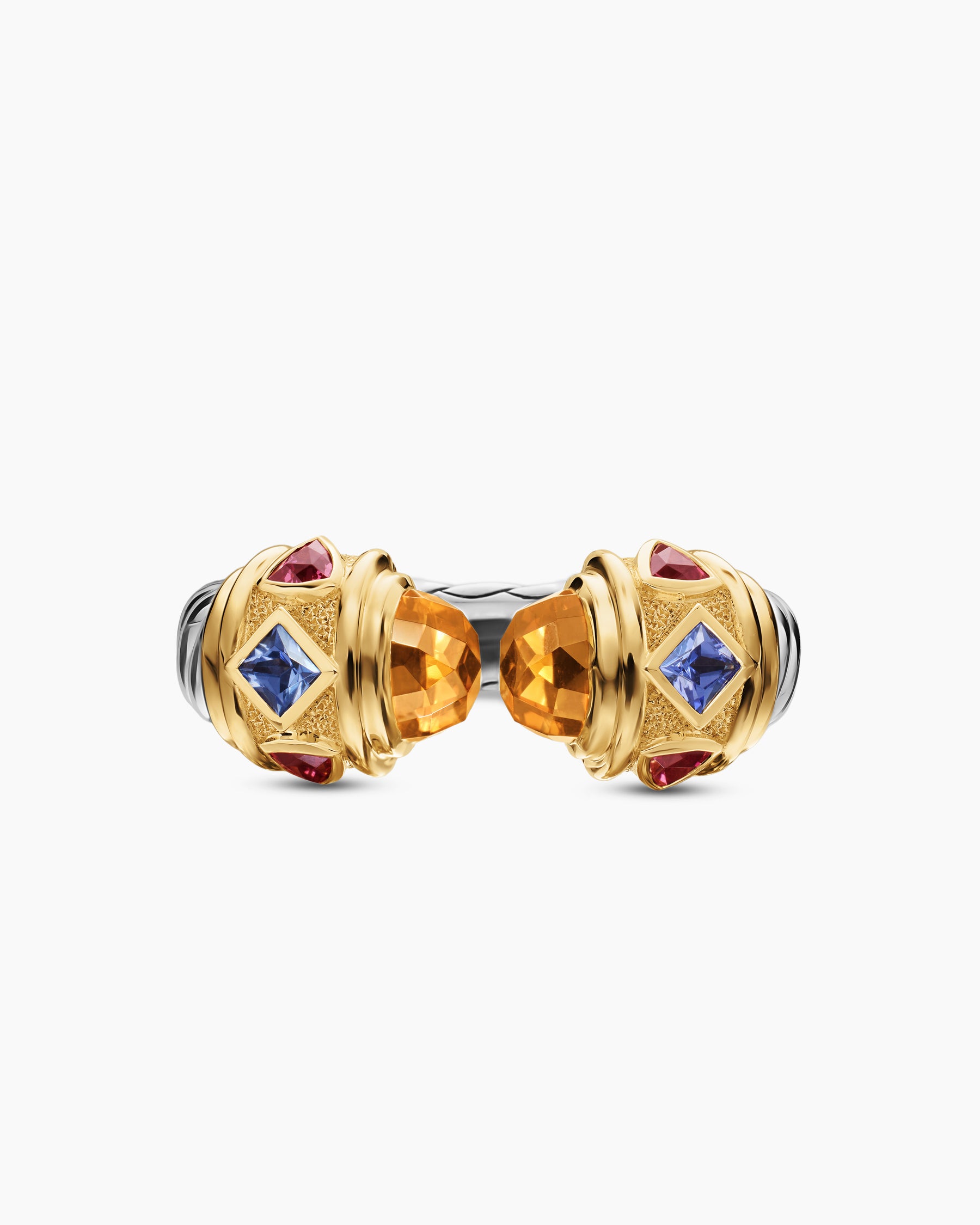 Renaissance Color Ring in Sterling Silver with 14K Yellow Gold, Madeira Citrine, Tanzanite and Rhodolite Garnet, 10mm - Image 4