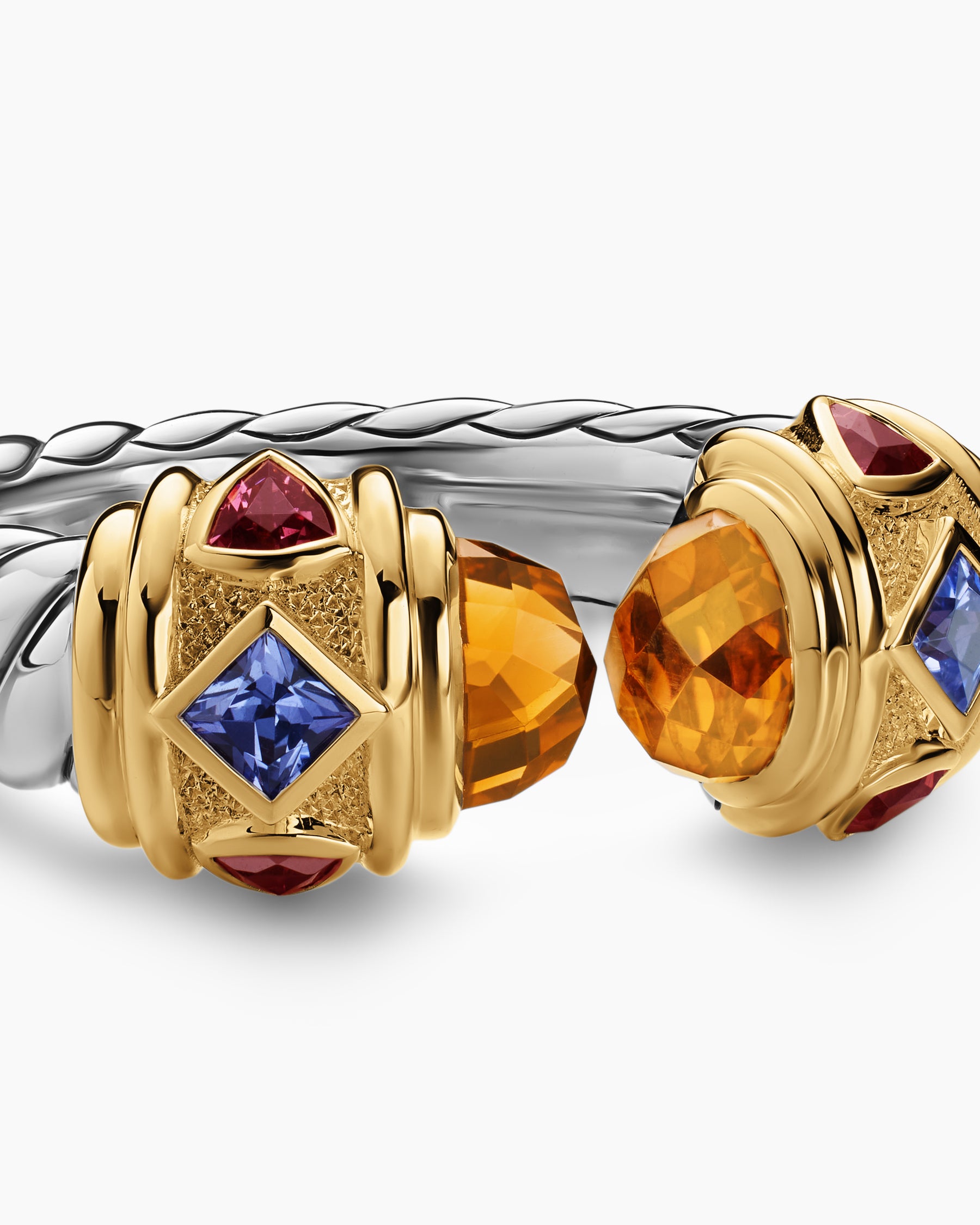 Renaissance Color Ring in Sterling Silver with 14K Yellow Gold, Madeira Citrine, Tanzanite and Rhodolite Garnet, 10mm - Image 5