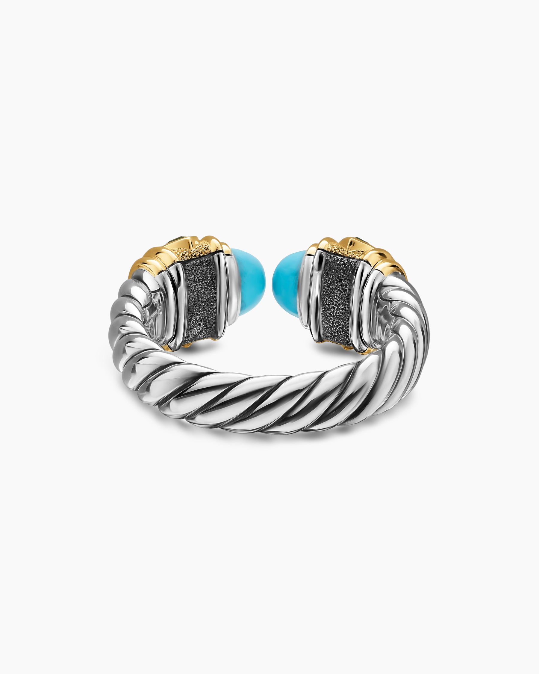 Renaissance Color Ring in Sterling Silver with 14K Yellow Gold, Turquoise, Madeira Citrine and Tsavorites, 10mm - Image 6