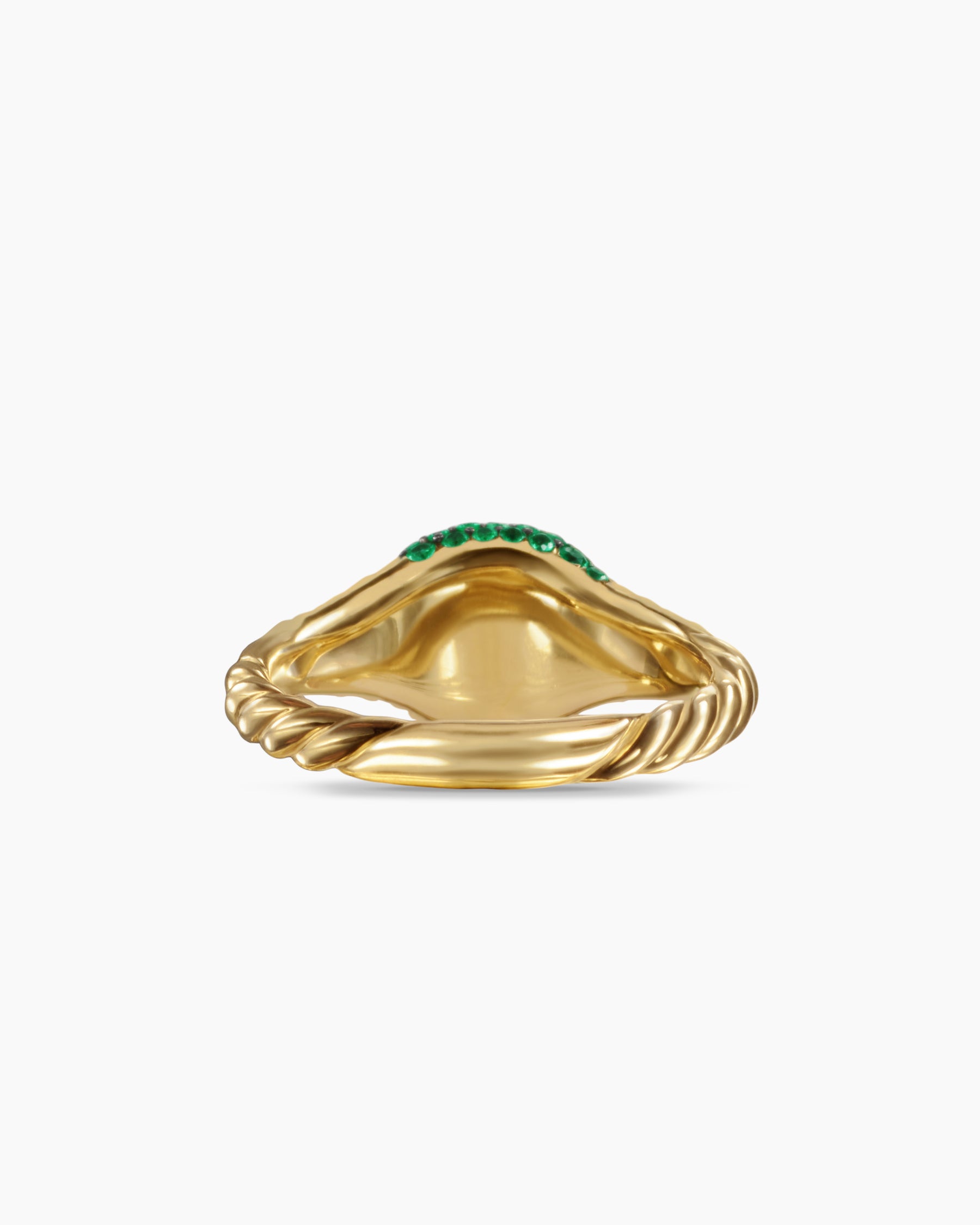 Petite Pavé Pinky Ring in 18K Yellow Gold with Emeralds, 7mm - Image 6