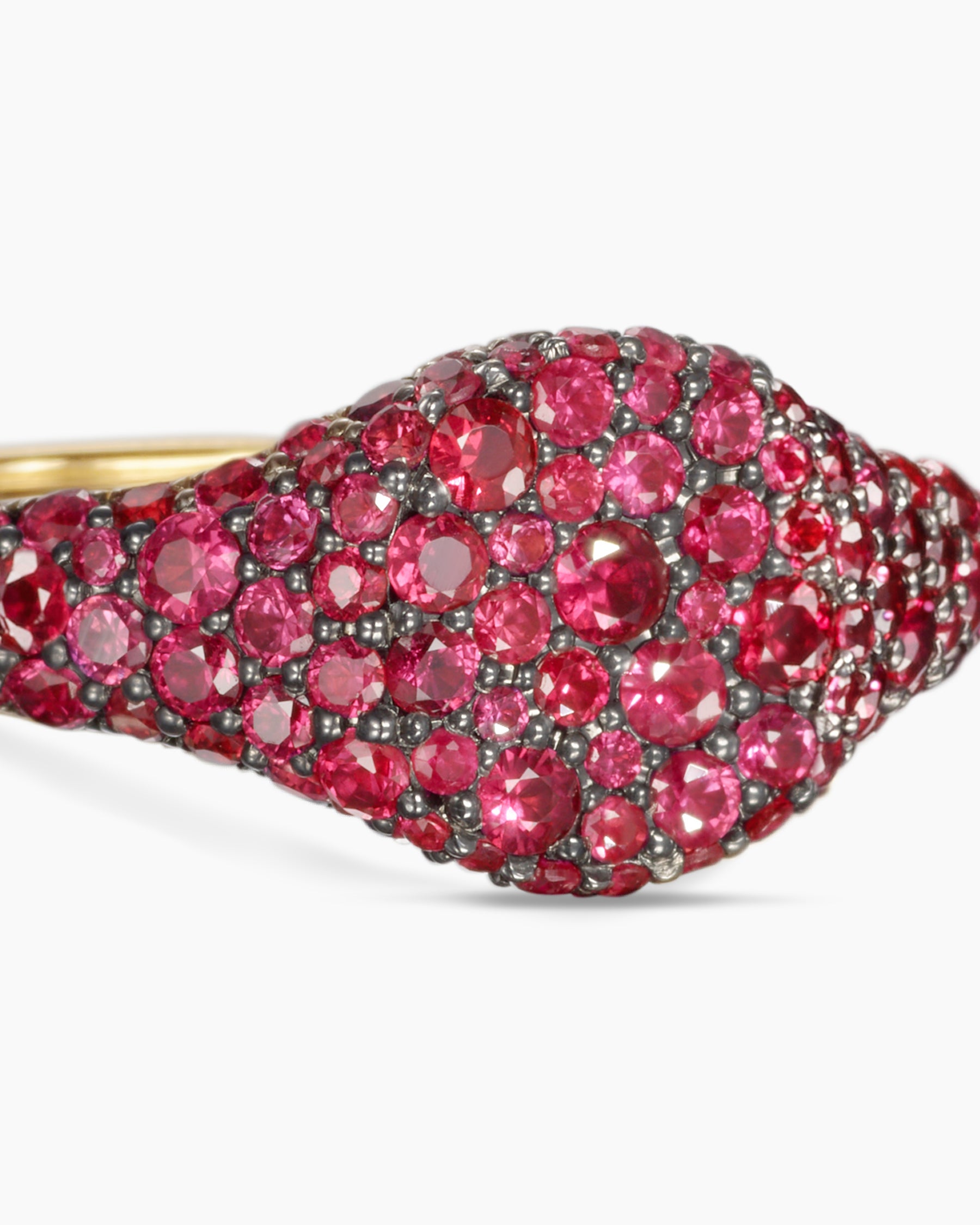 Petite Pavé Pinky Ring in 18K Yellow Gold with Red Rubies, 7mm - Image 5