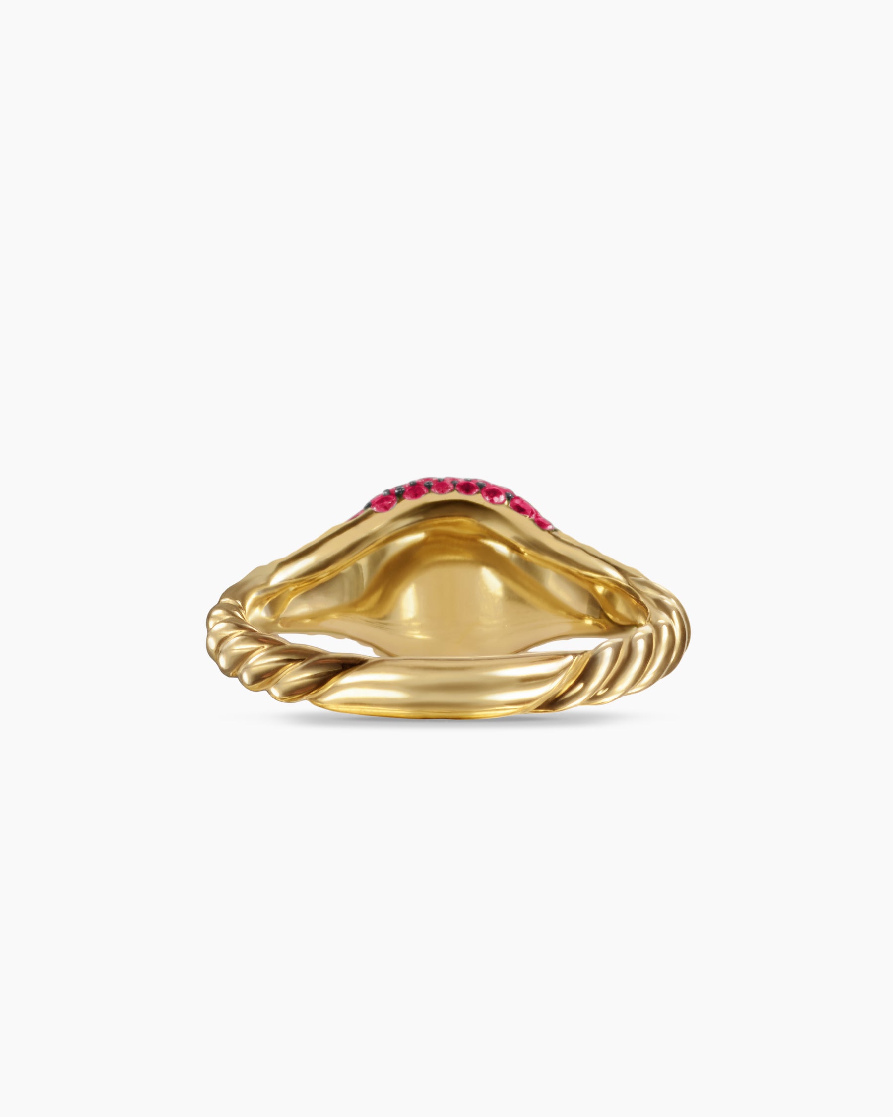 Petite Pavé Pinky Ring in 18K Yellow Gold with Red Rubies, 7mm - Image 6