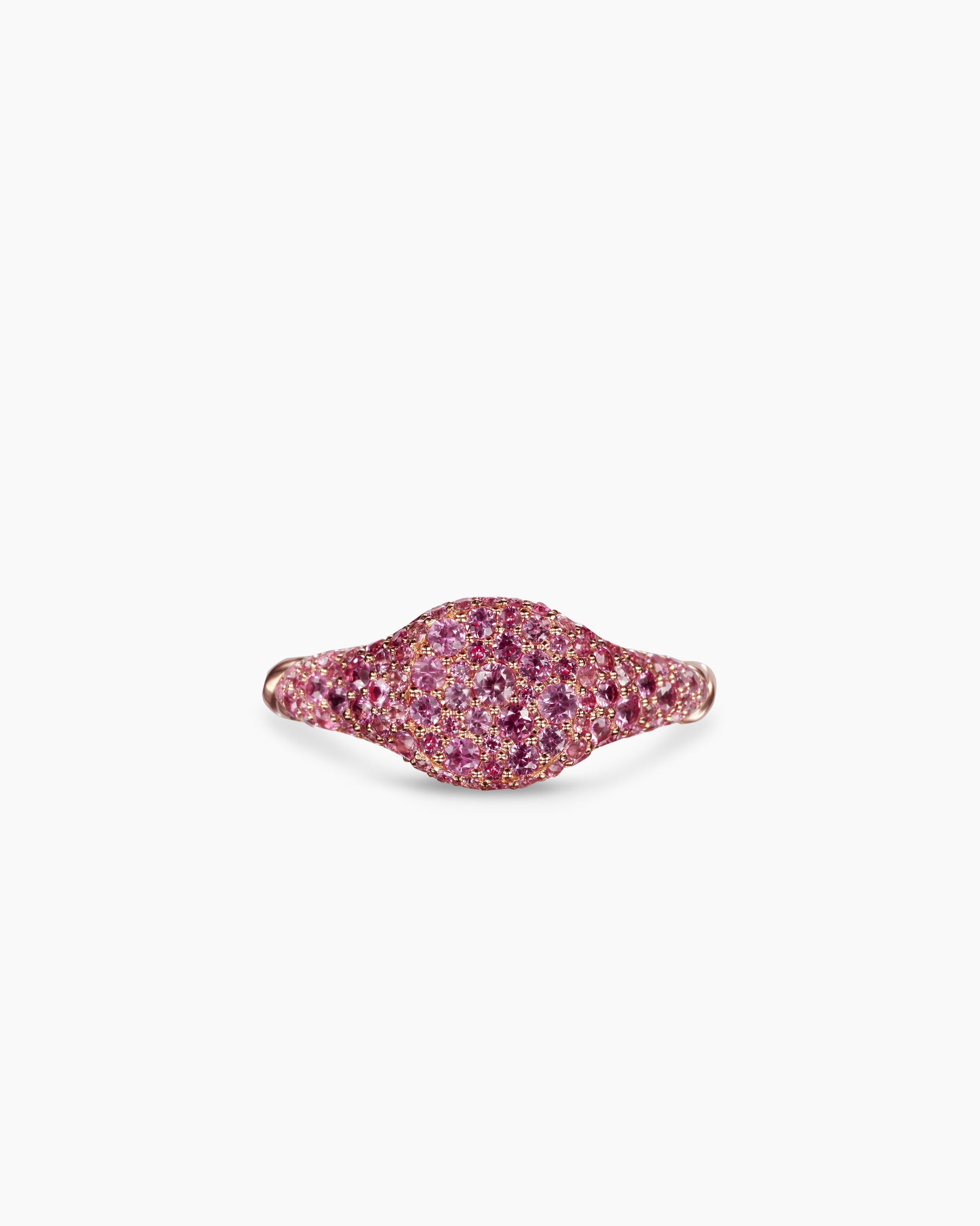 Petite Pavé Pinky Ring in 18K Rose Gold with Pink Sapphires, 7mm - Image 4