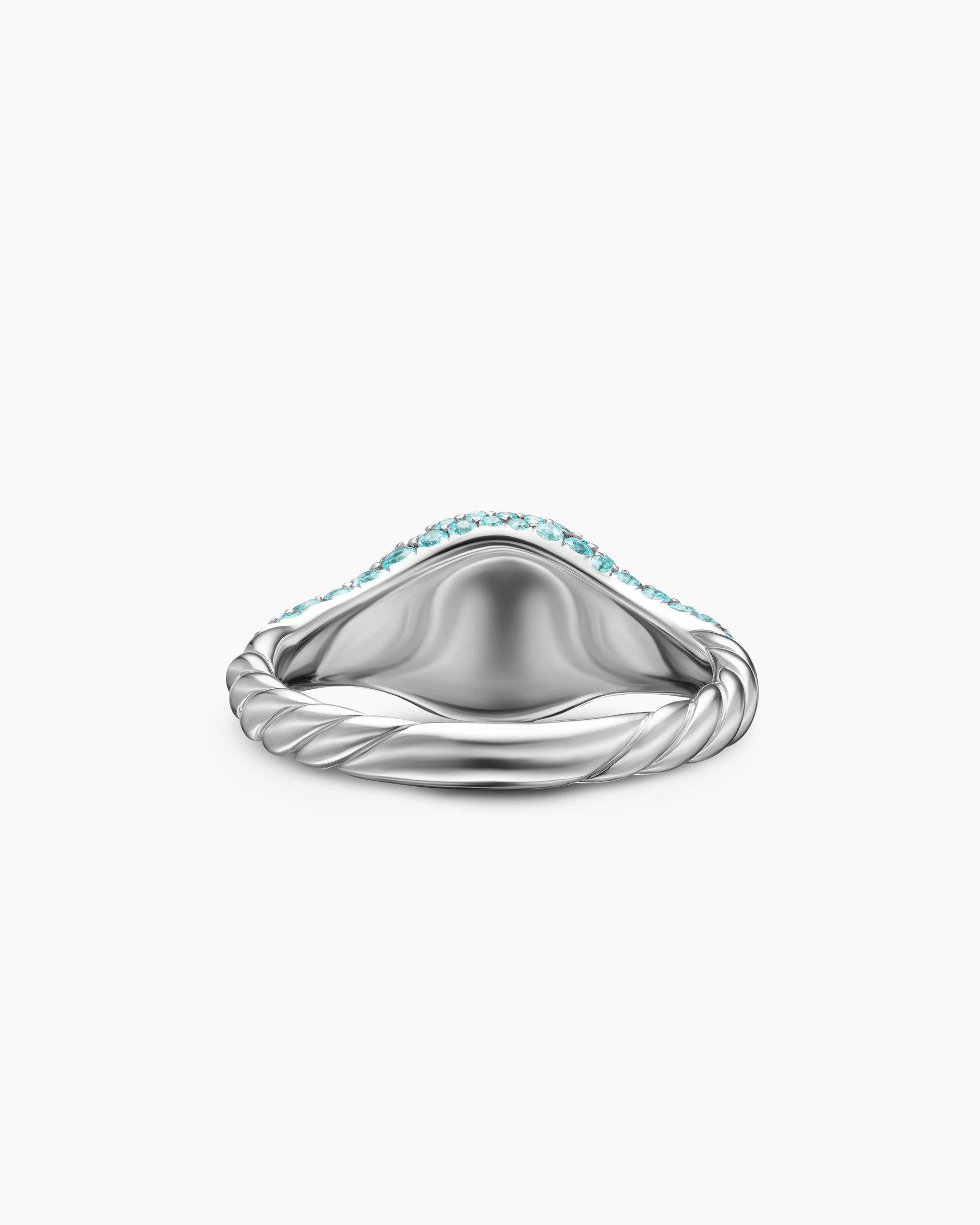 Petite Pavé Pinky Ring in 18K White Gold with Paraiba Tourmalines, 7mm - Image 5