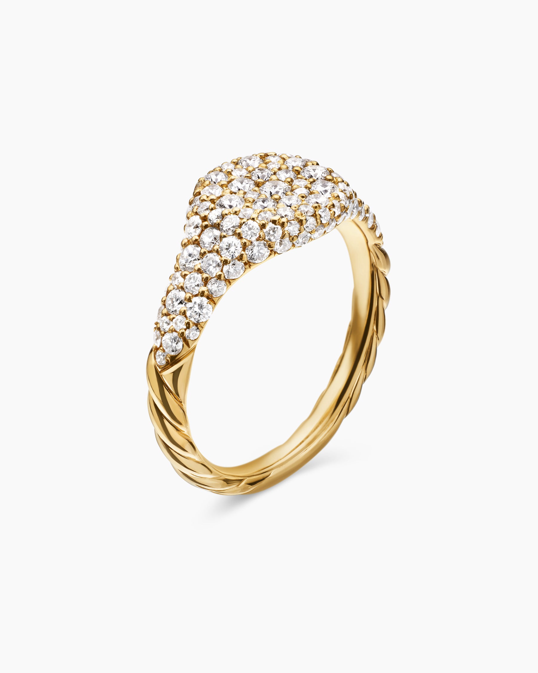 Petite Pavé Pinky Ring in 18K Yellow Gold with Diamonds, 7mm - Image 3