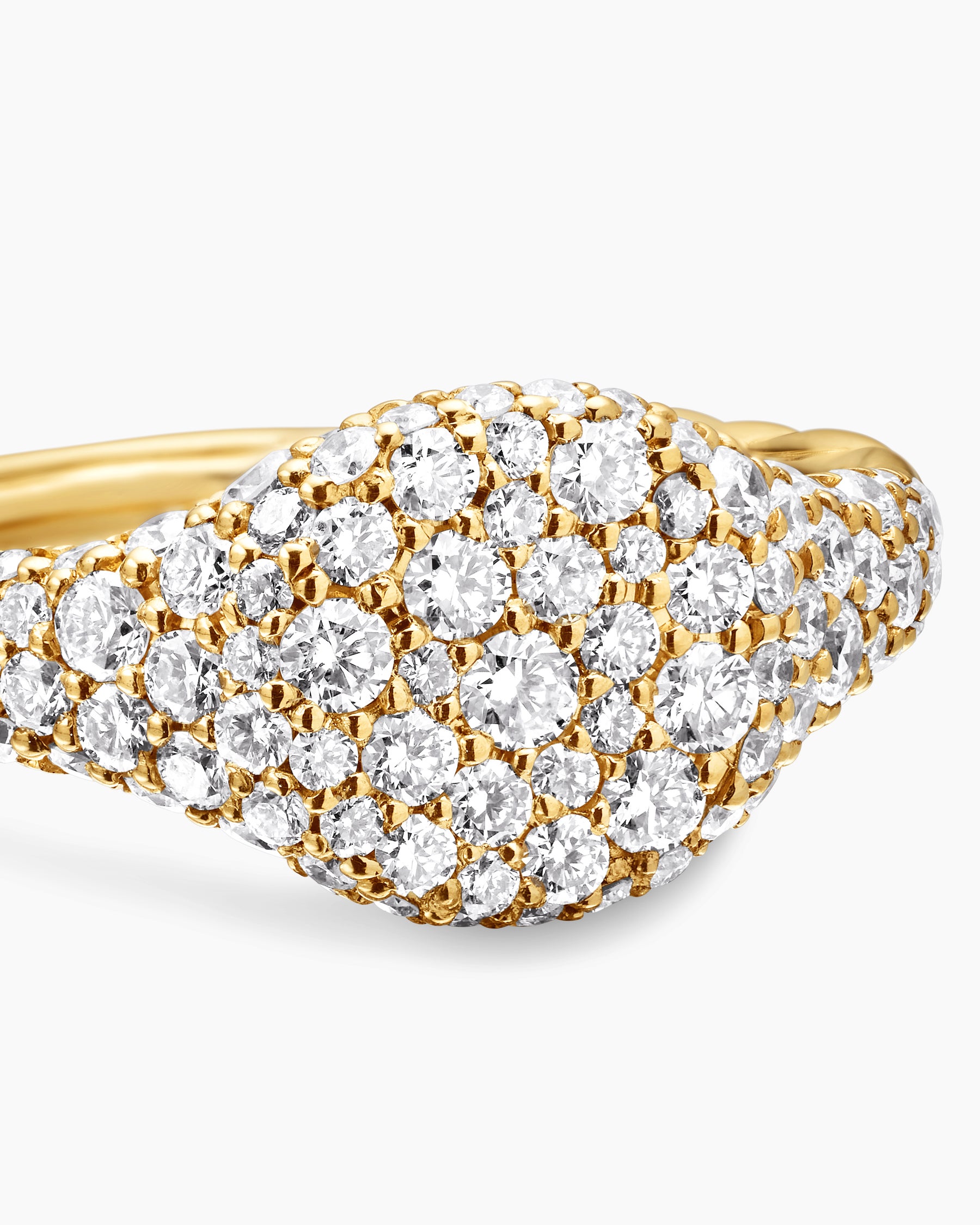Petite Pavé Pinky Ring in 18K Yellow Gold with Diamonds, 7mm - Image 5