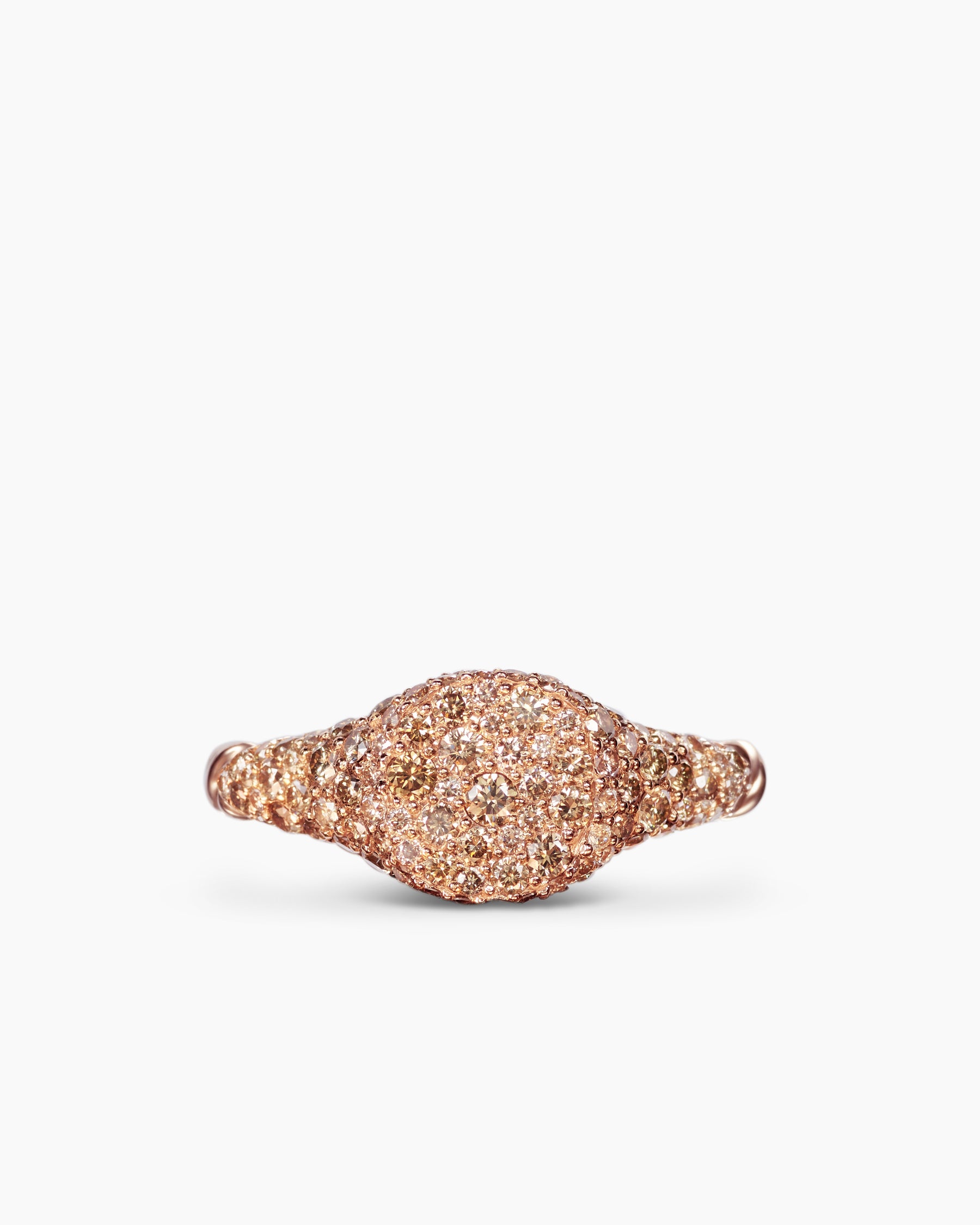 Petite Pavé Pinky Ring in 18K Rose Gold with Cognac Diamonds, 7mm - Image 4