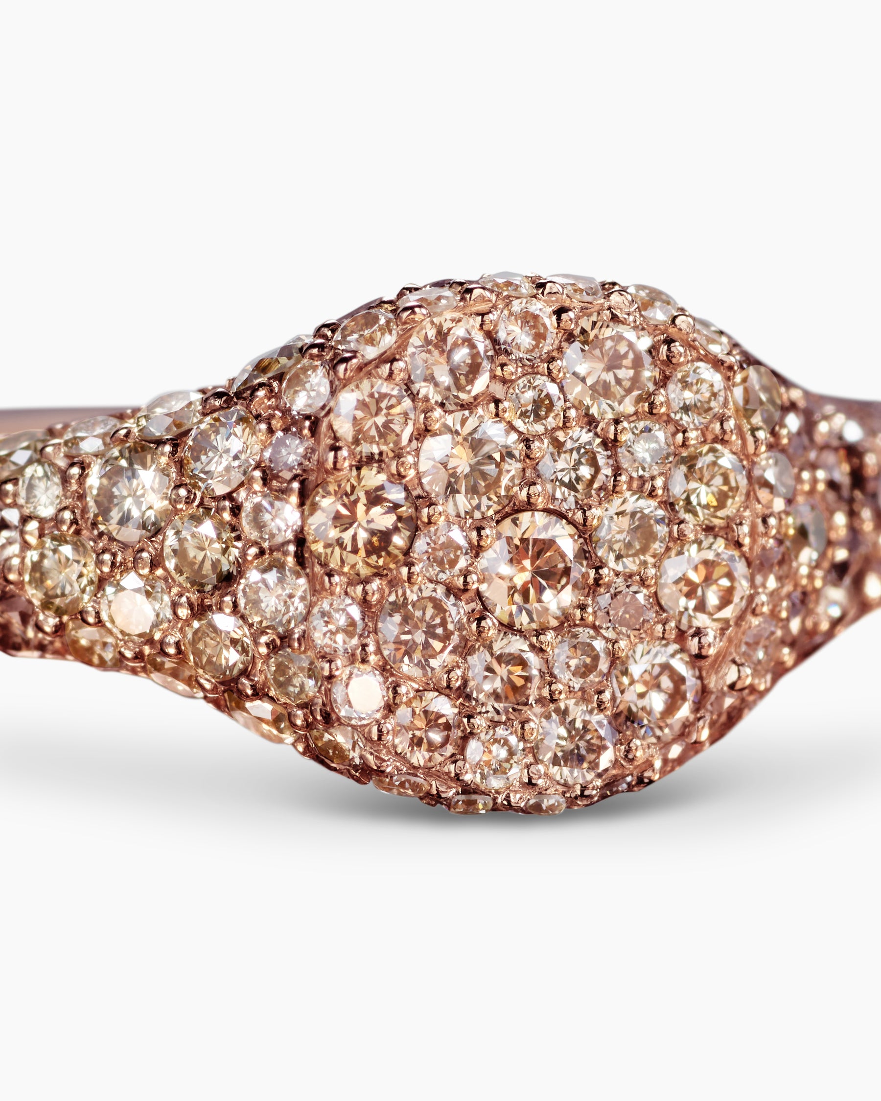 Petite Pavé Pinky Ring in 18K Rose Gold with Cognac Diamonds, 7mm - Image 5