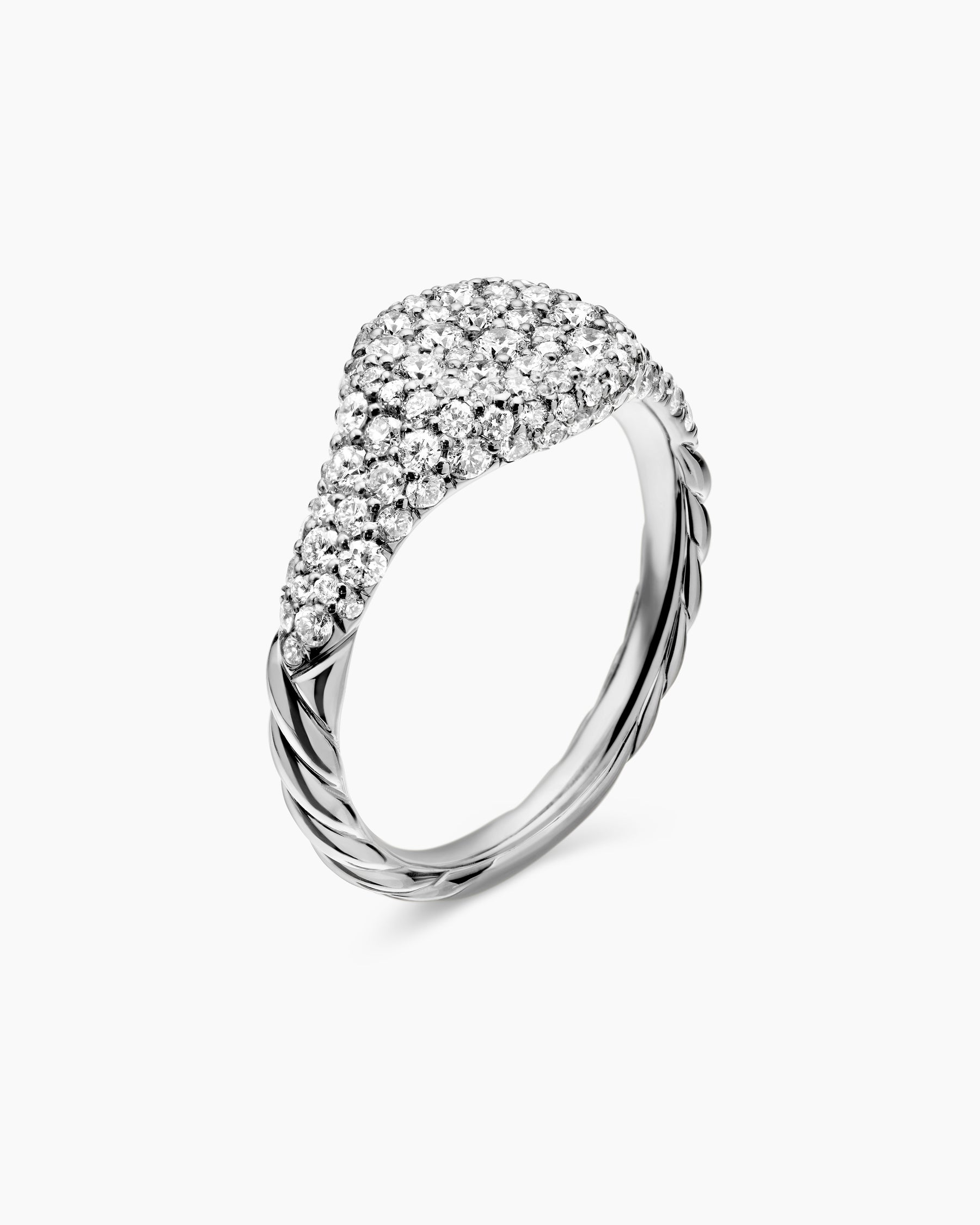 Petite Pavé Pinky Ring in 18K White Gold with Diamonds, 7mm - Image 3