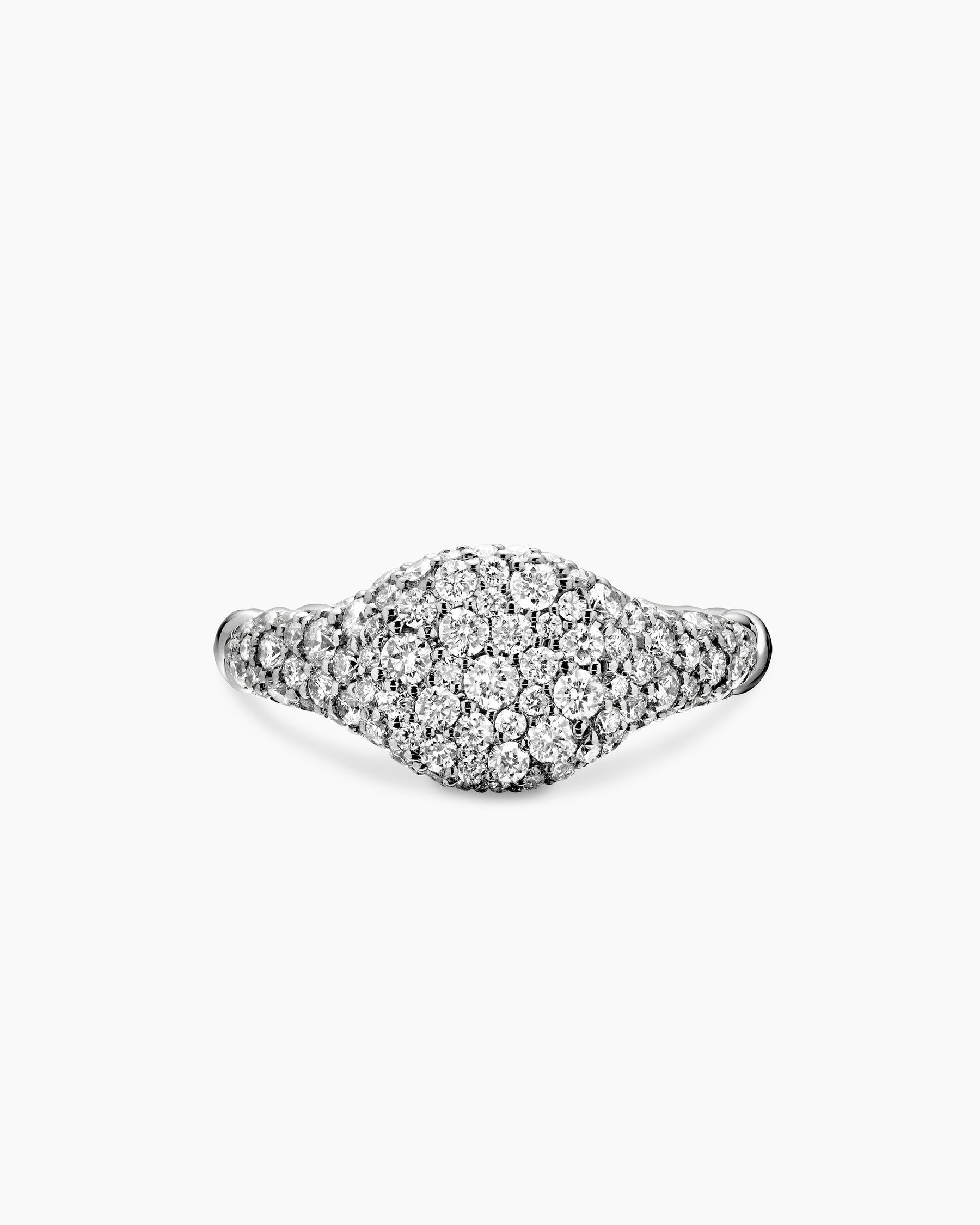 Petite Pavé Pinky Ring in 18K White Gold with Diamonds, 7mm - Image 4