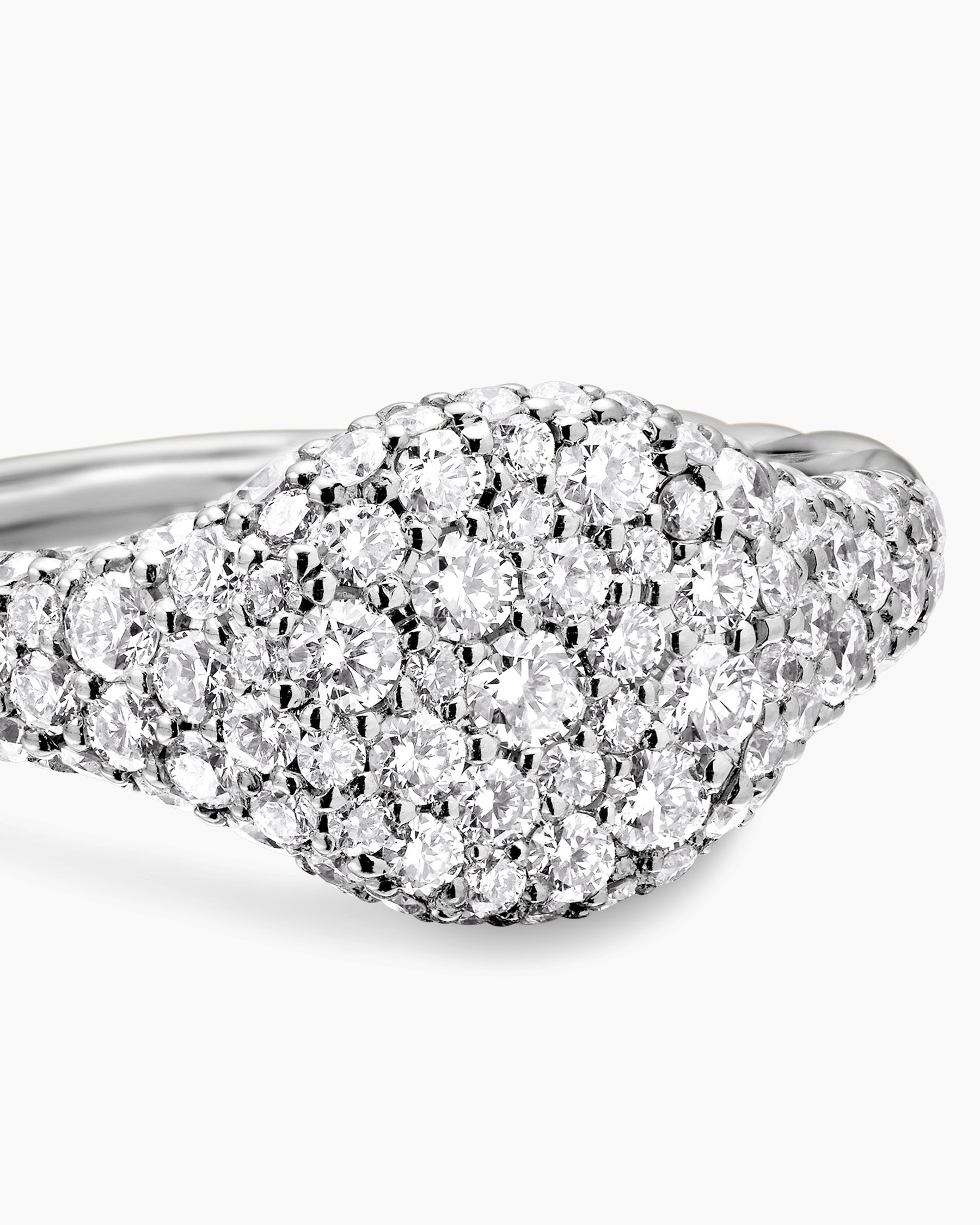 Petite Pavé Pinky Ring in 18K White Gold with Diamonds, 7mm - Image 5
