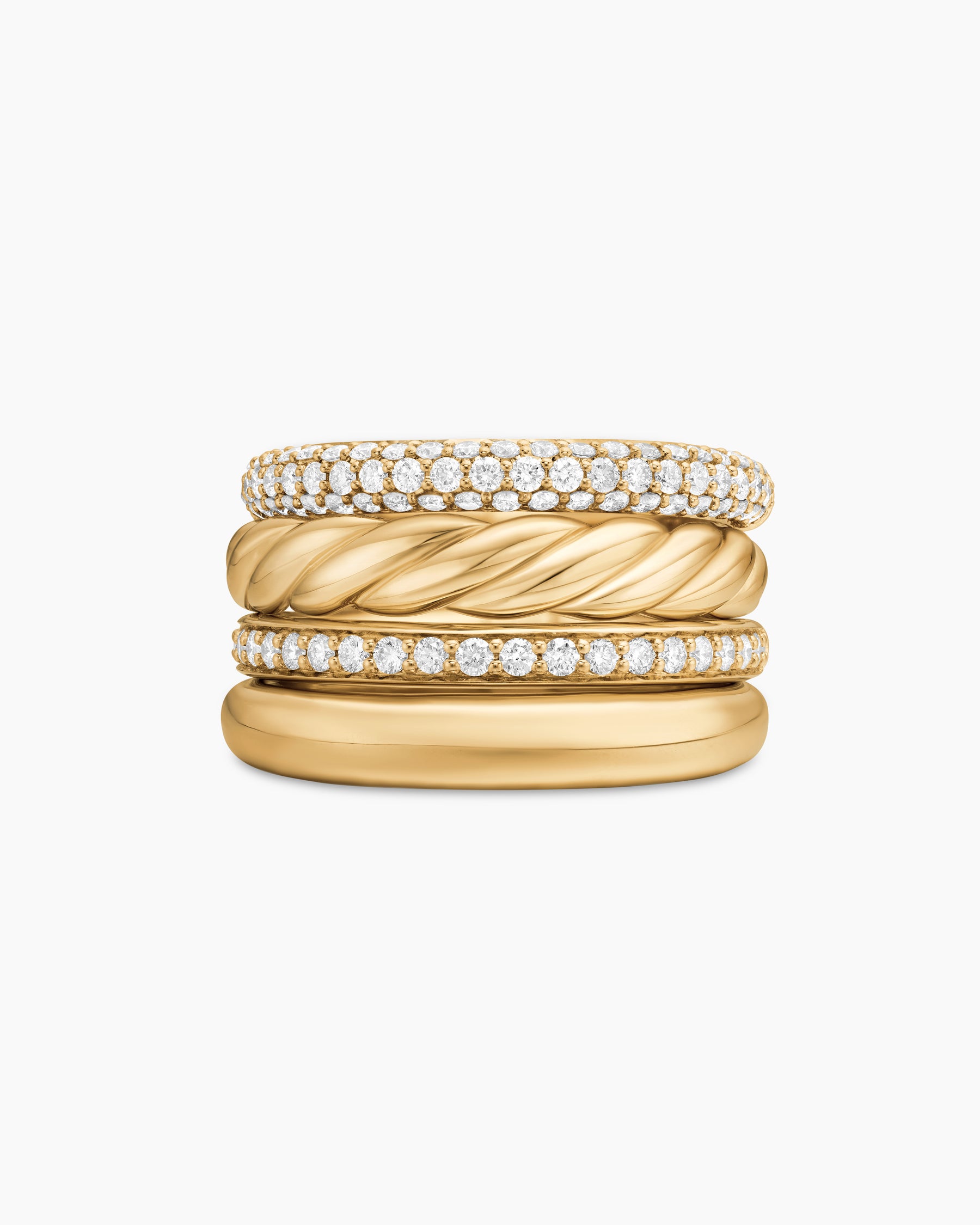DY Mercer Multi Row Ring in 18K Yellow Gold with Diamonds, 14mm - Image 4