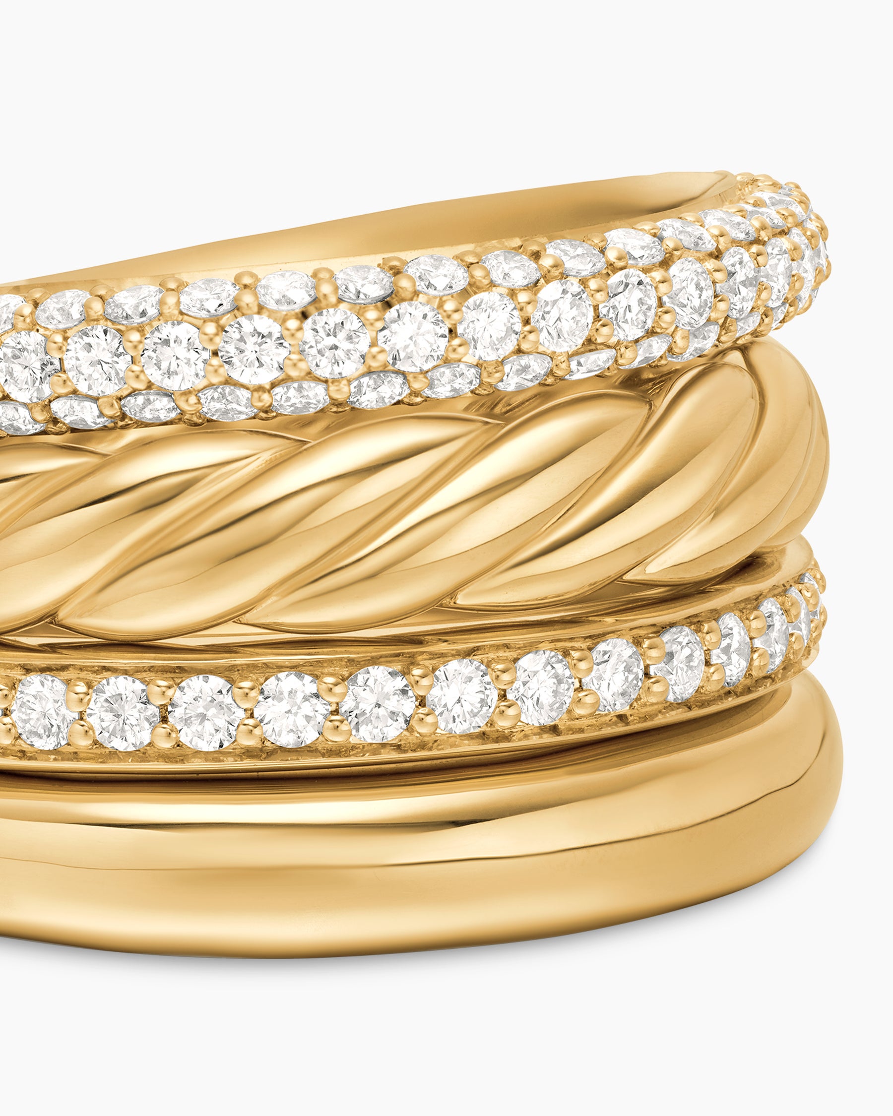 DY Mercer Multi Row Ring in 18K Yellow Gold with Diamonds, 14mm - Image 5