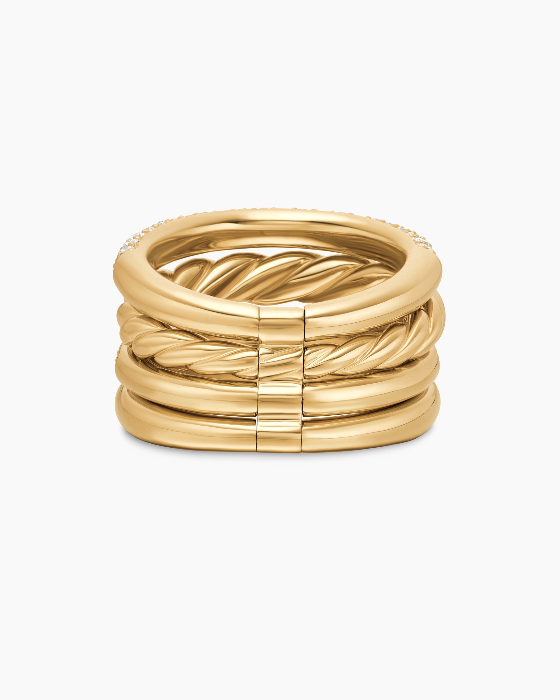 DY Mercer Multi Row Ring in 18K Yellow Gold with Diamonds, 14mm - Image 6