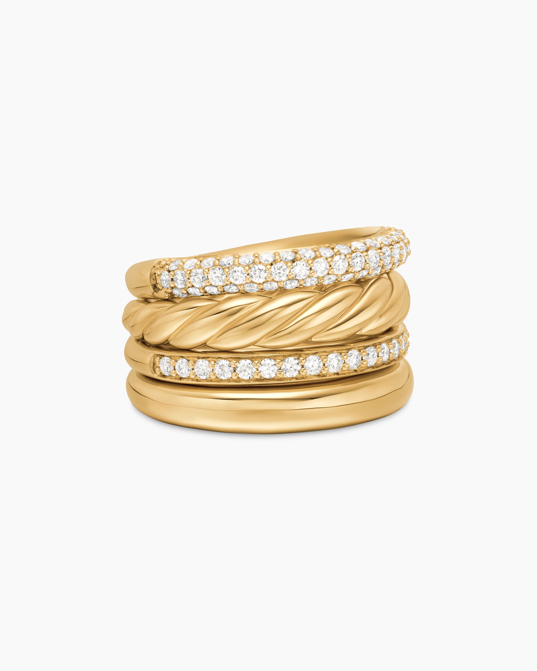 DY Mercer Multi Row Ring in 18K Yellow Gold with Diamonds, 14mm