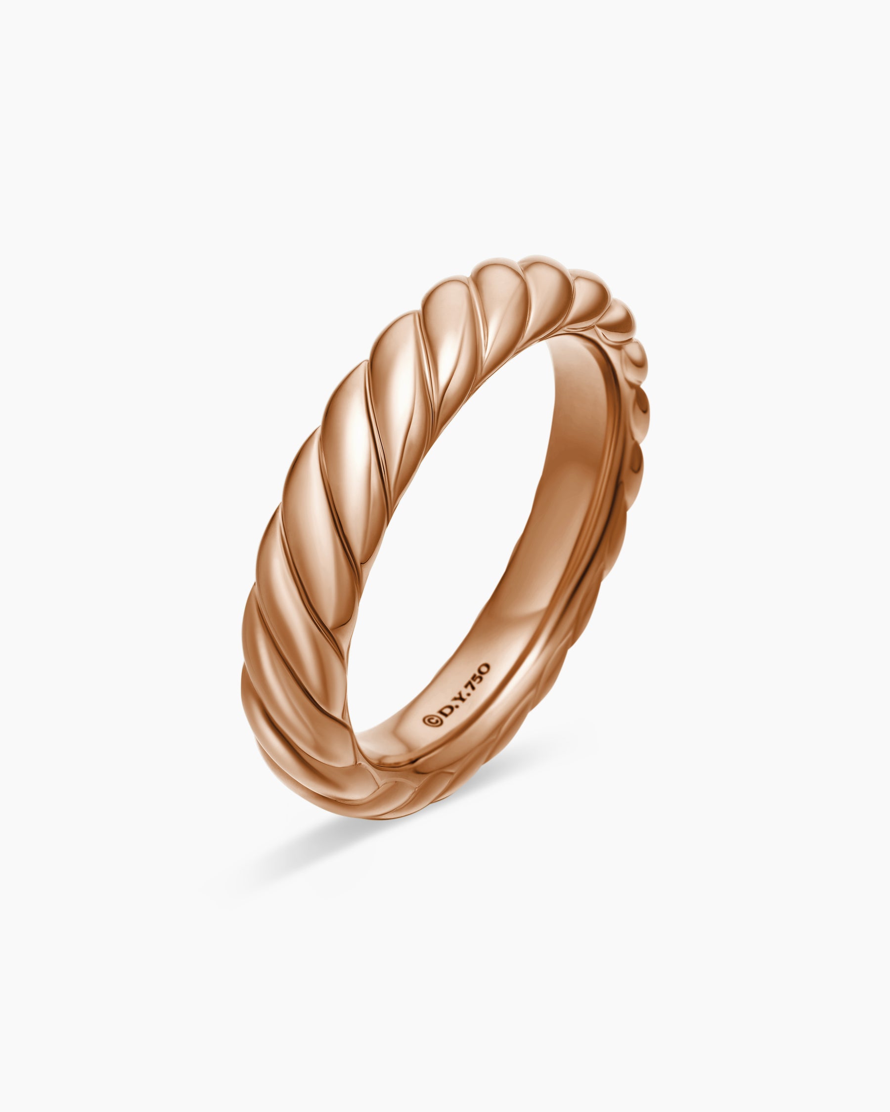Sculpted Cable Band Ring in 18K Rose Gold, 4.6mm - Image 3