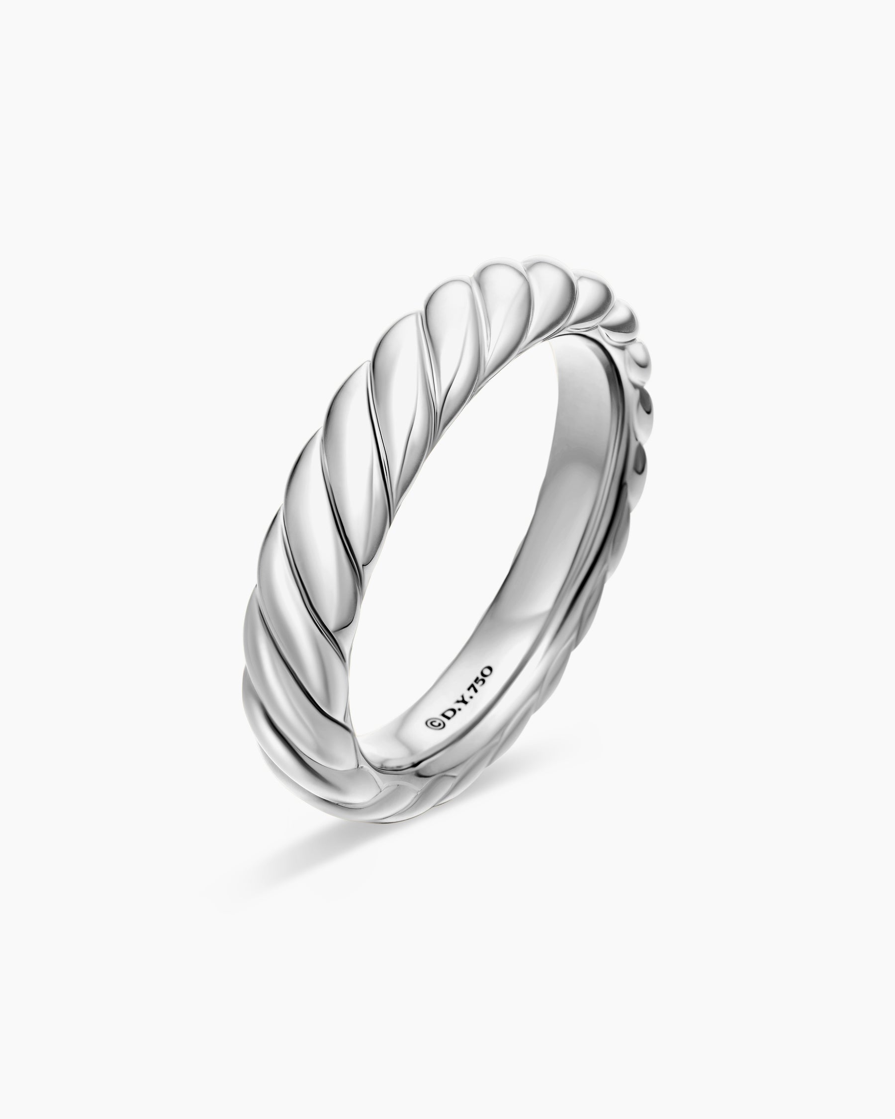Sculpted Cable Band Ring in 18K White Gold, 4.6mm - Image 3