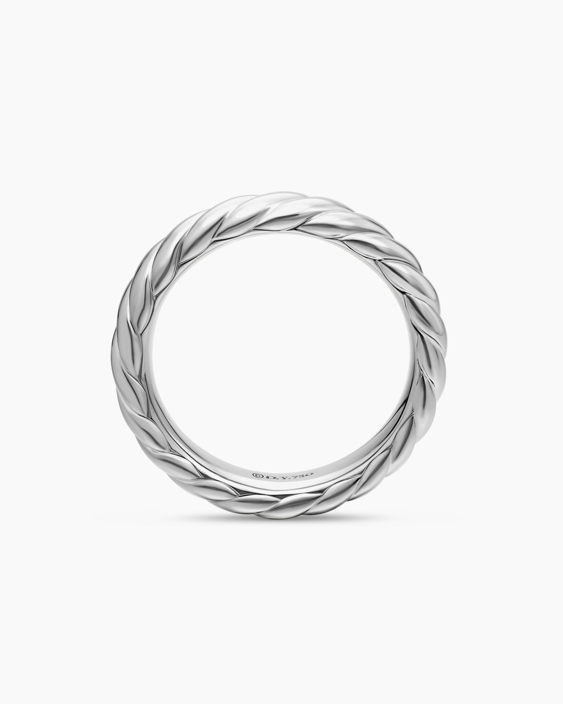 Sculpted Cable Band Ring in 18K White Gold, 4.6mm - Image 5